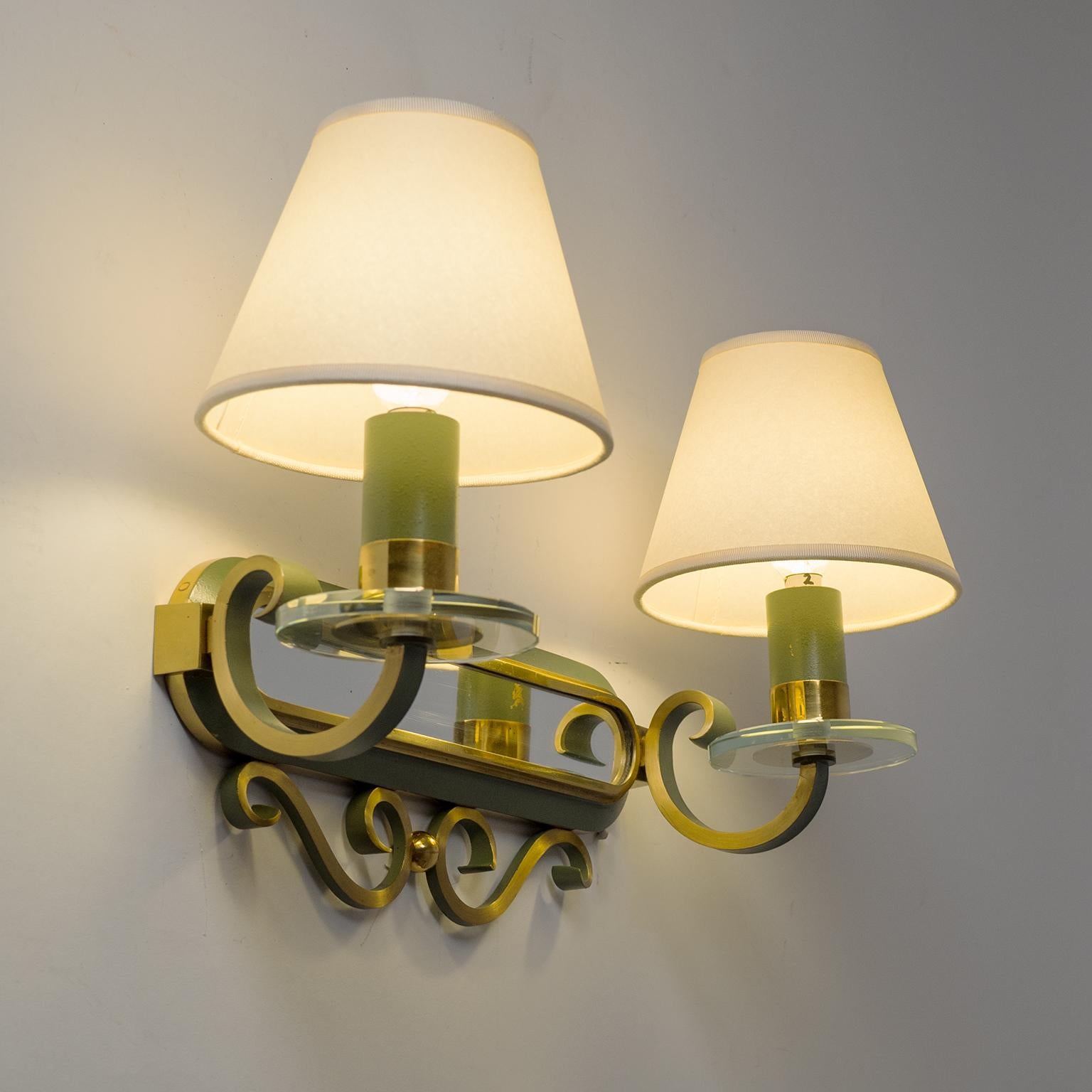 French Art Deco Brass Wall Lights, 1940s 5