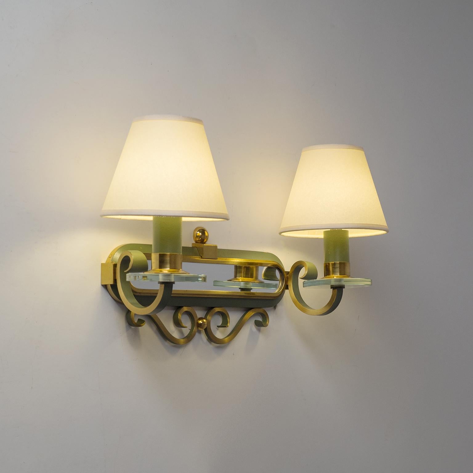 French Art Deco Brass Wall Lights, 1940s 6