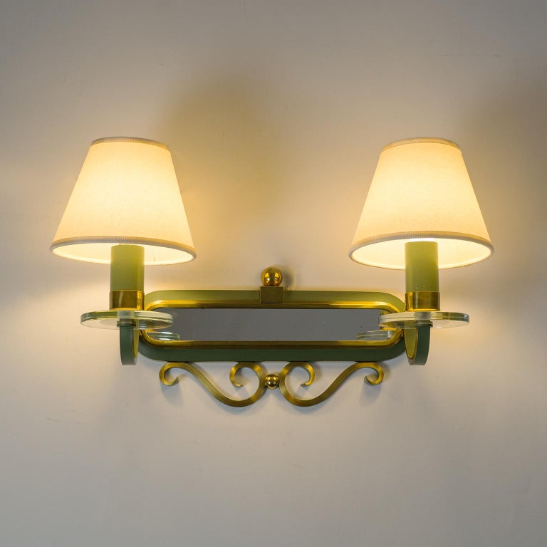 French Art Deco Brass Wall lights, 1940s For Sale at 1stdibs
