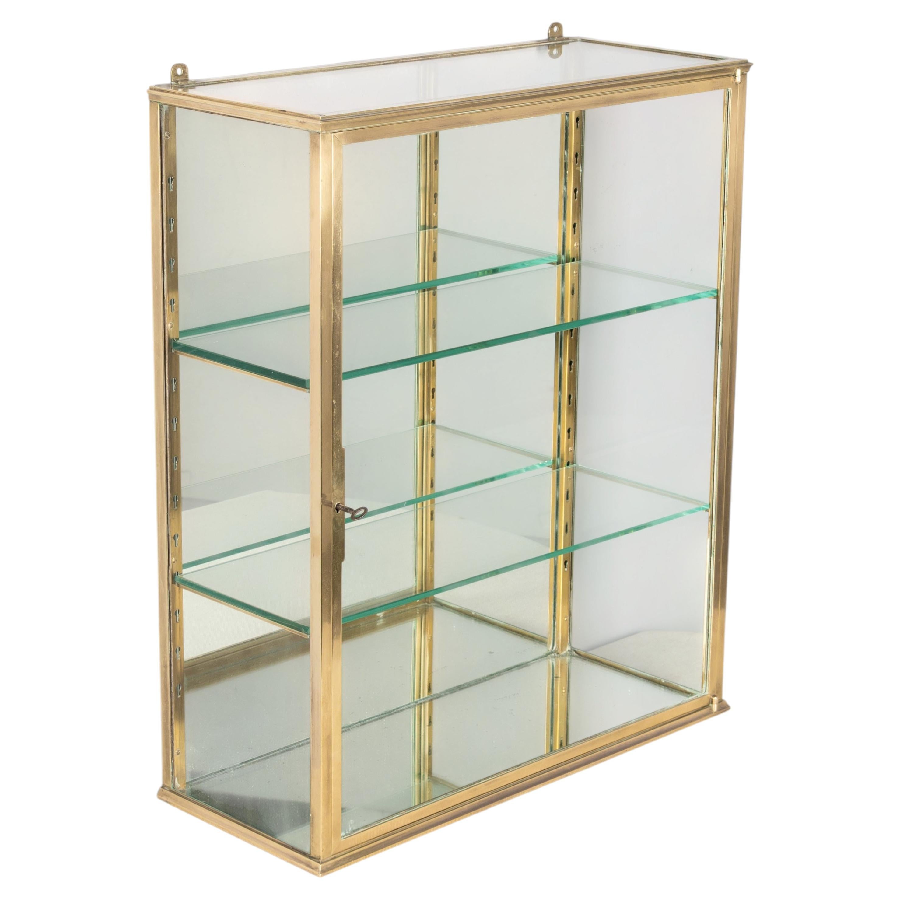 French Art Deco Brass Wall Vitrine