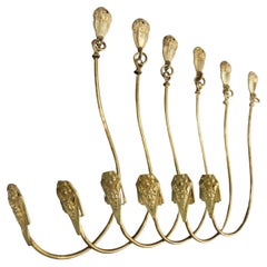 Vintage French Art Deco Bronze and Brass Curtain Tiebacks or Curtain Holders, Set of 4