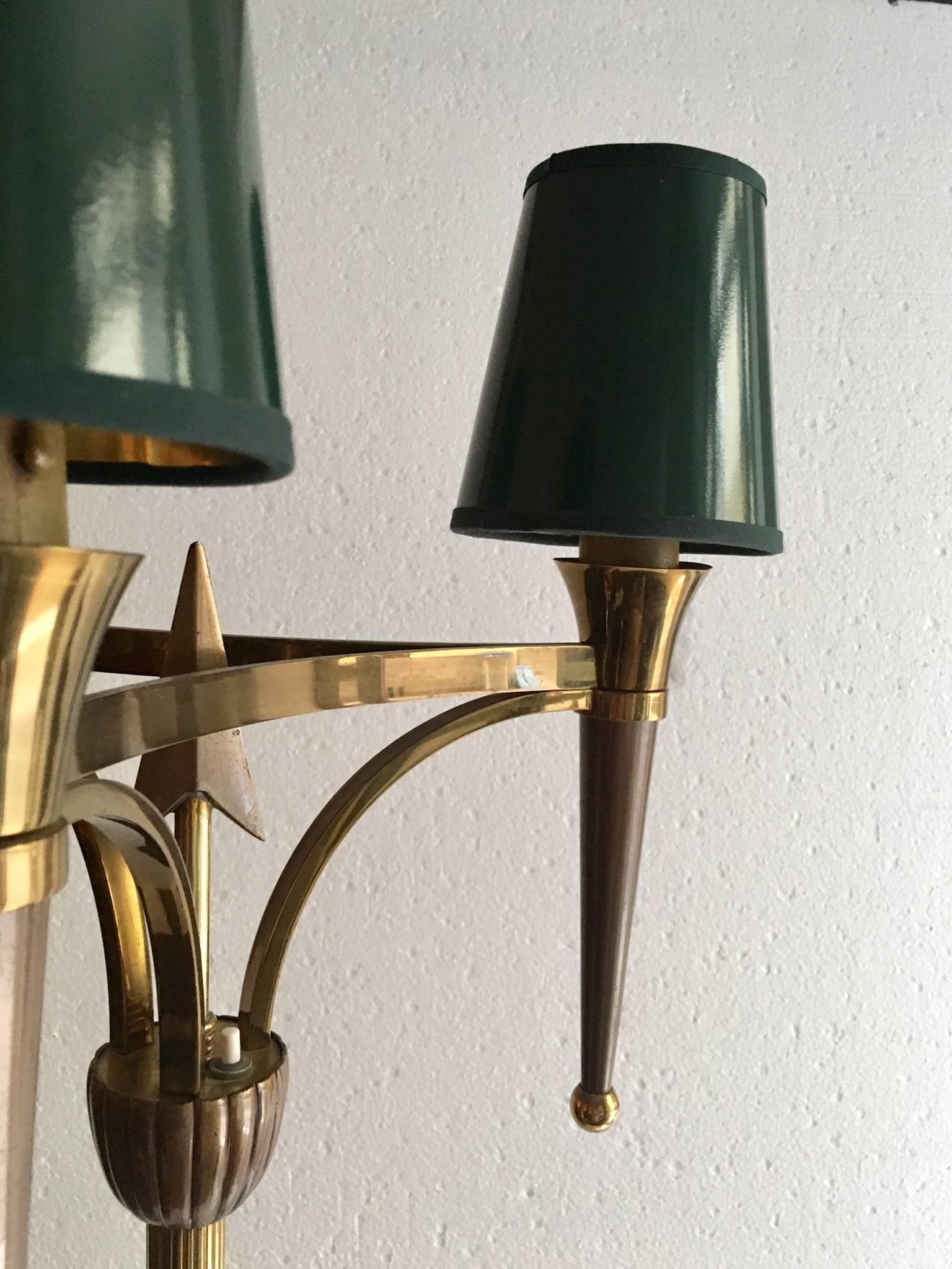 Art Deco  French Tripode  Bronze and Brass Floor Lamp 1