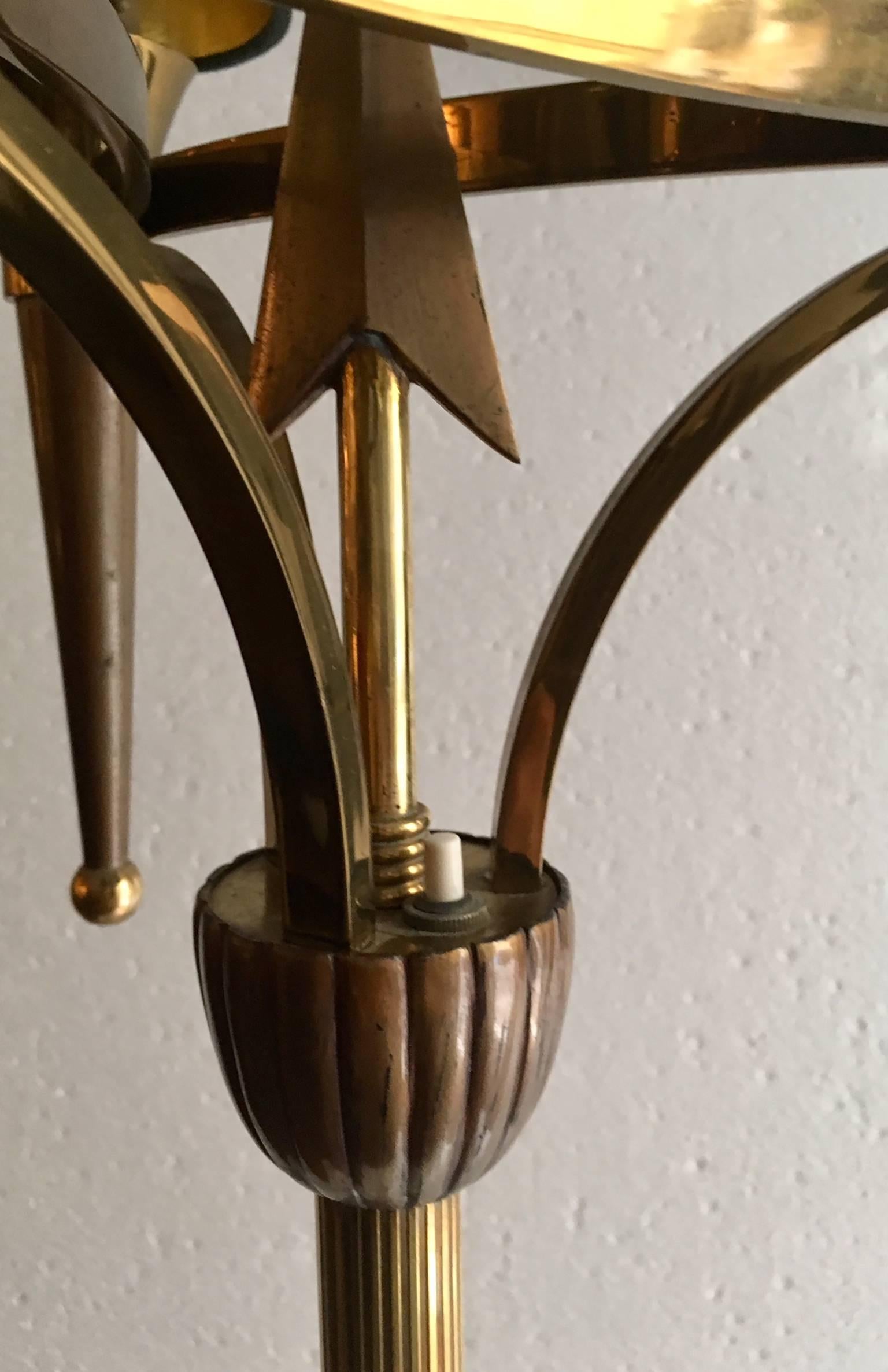  Art Deco  French Tripode  Bronze and Brass Floor Lamp 2