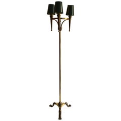  Art Deco  French Tripode  Bronze and Brass Floor Lamp