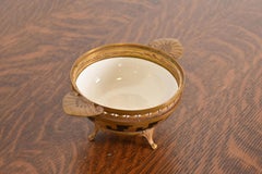 French Art Deco Bronze and Porcelain Footed Bowl or Compote Dish by A. Hnazary