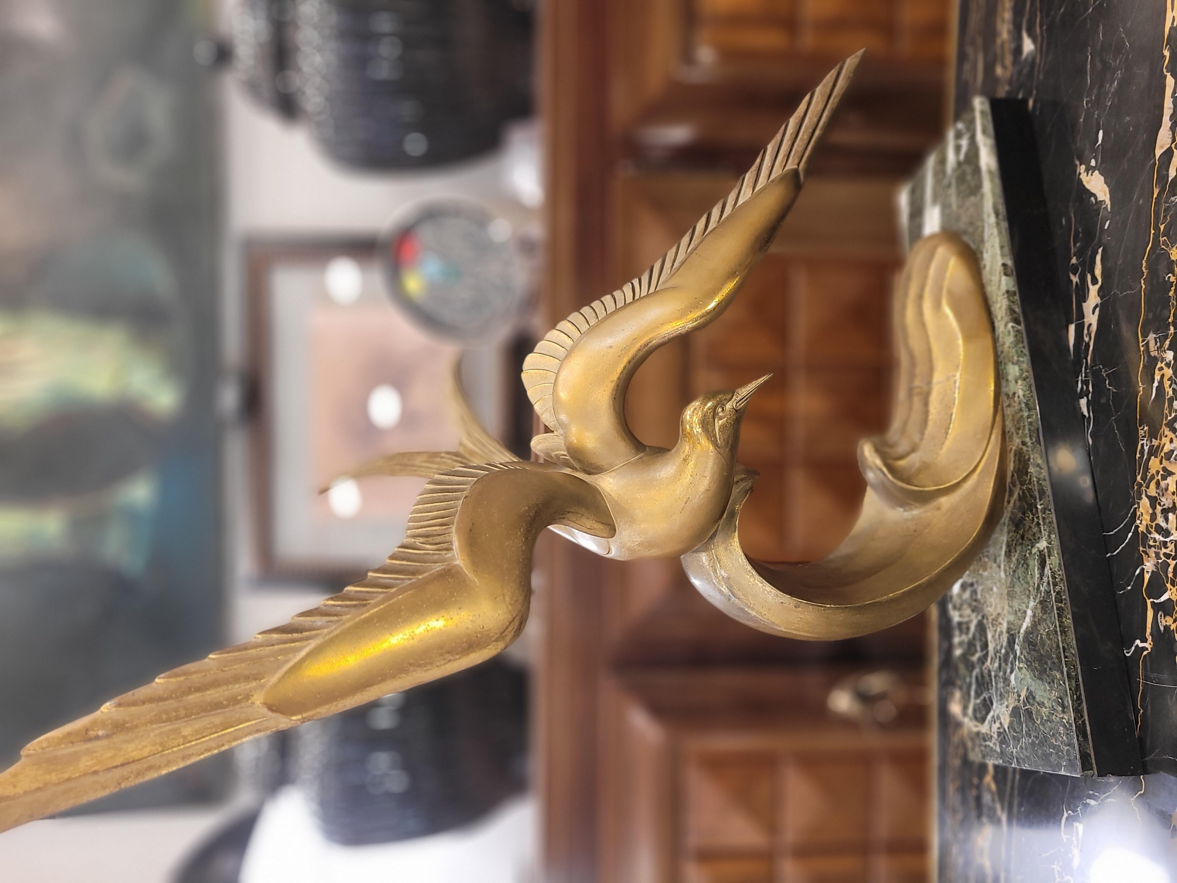 French Art Deco Bronze black marble SEAGULL IN FLIGHT by Irénée Rochard  13