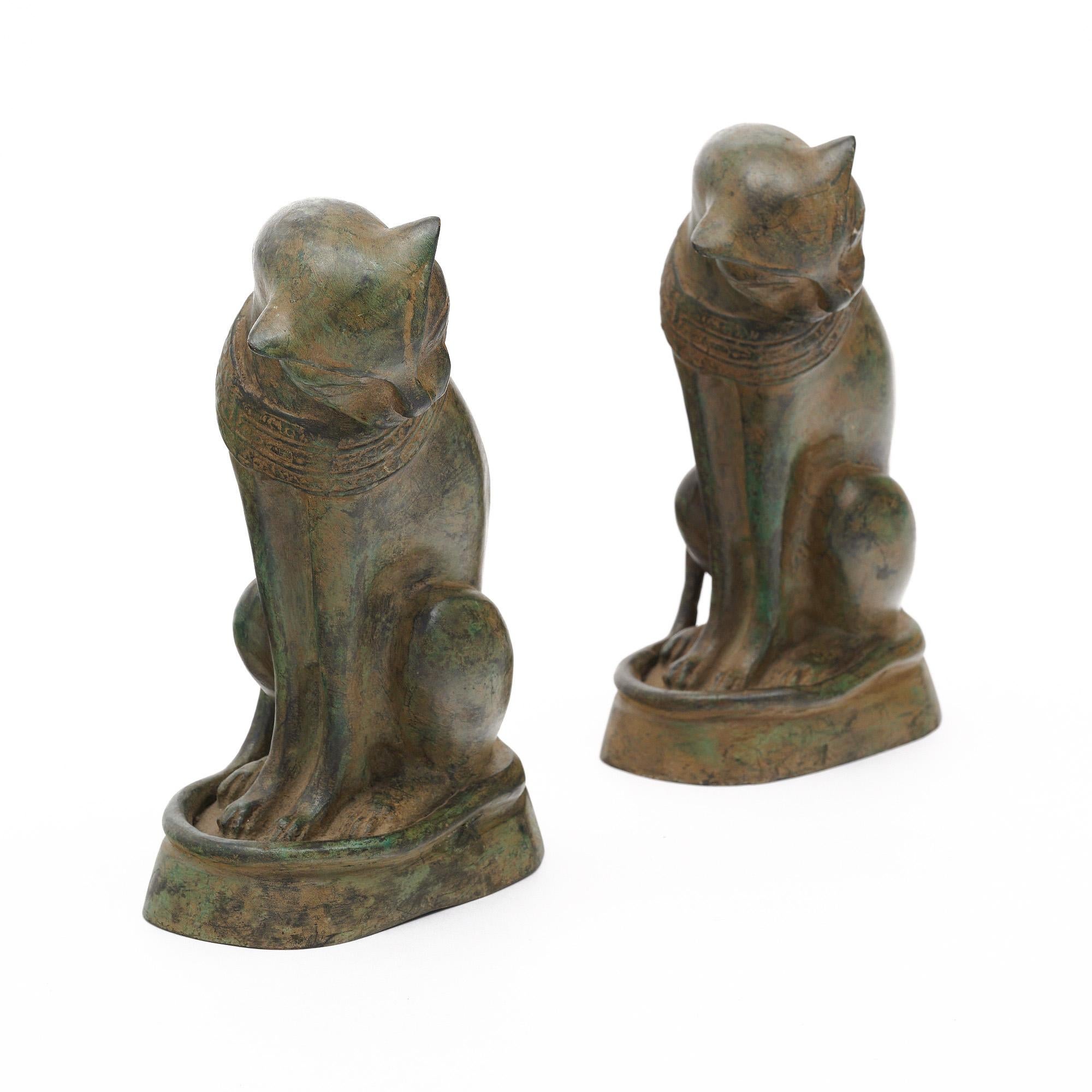 Französische Art-Deco-Bronzekatzen-Skulpturen im Angebot 3