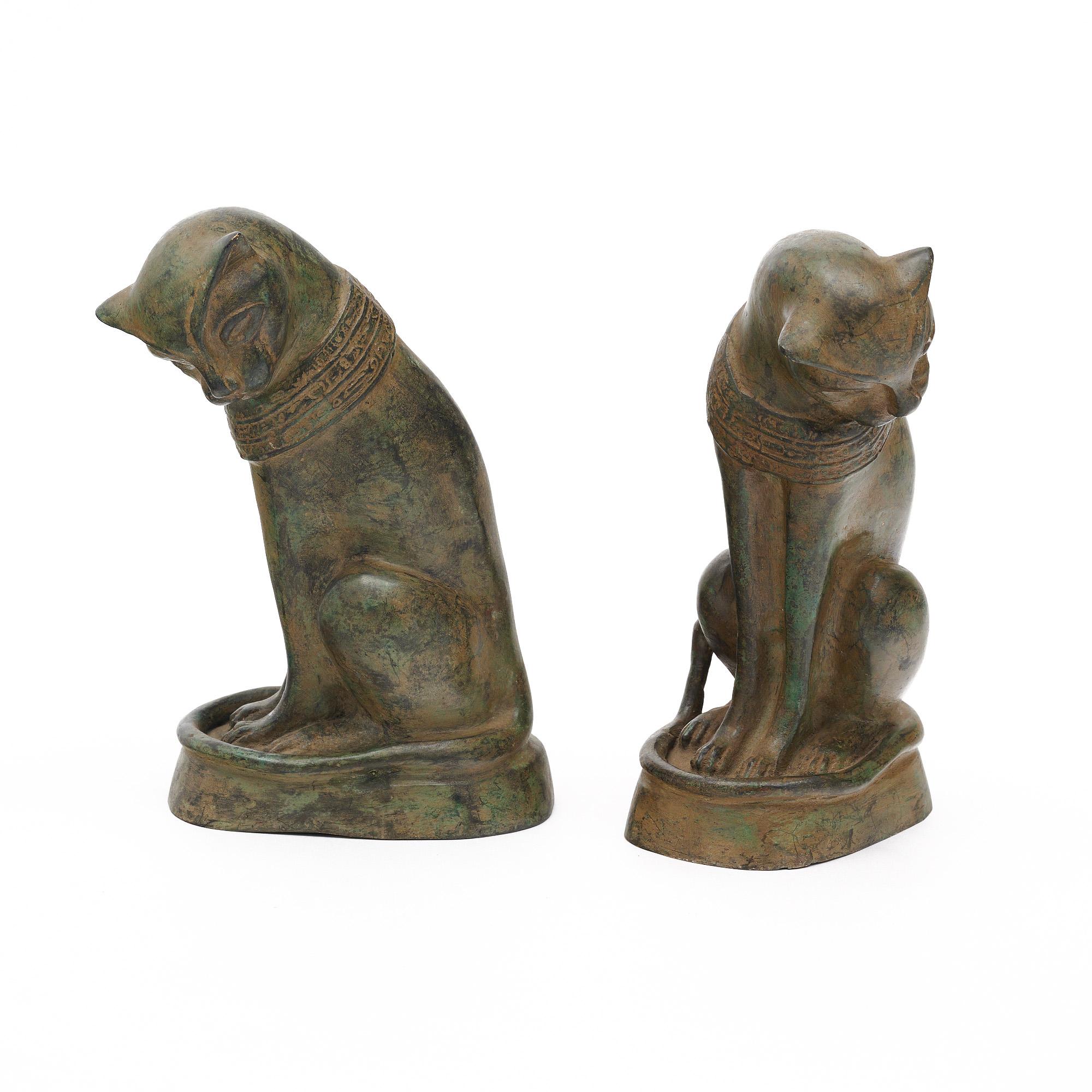 Französische Art-Deco-Bronzekatzen-Skulpturen im Angebot 4