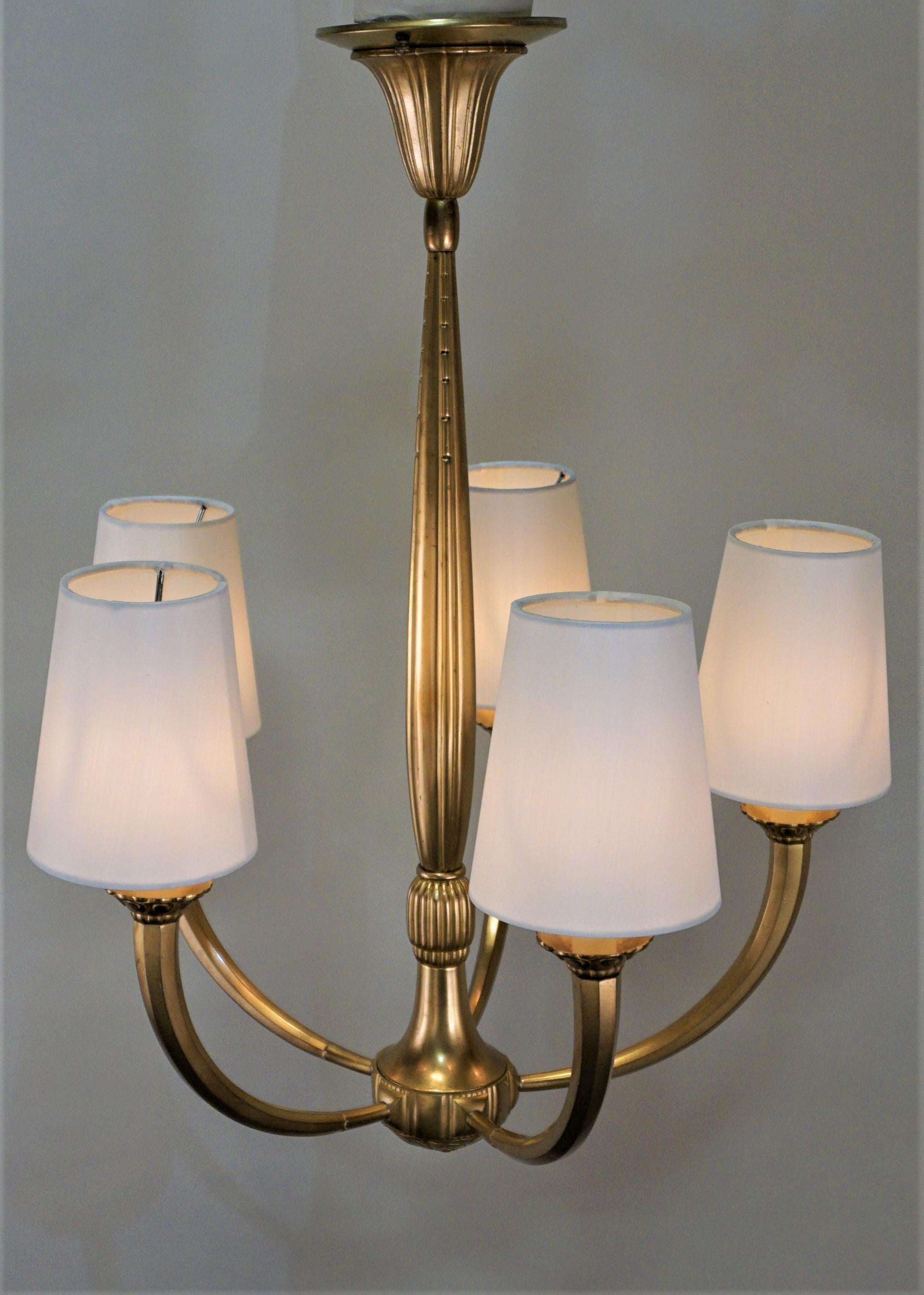 French Art Deco Bronze Chandelier 1