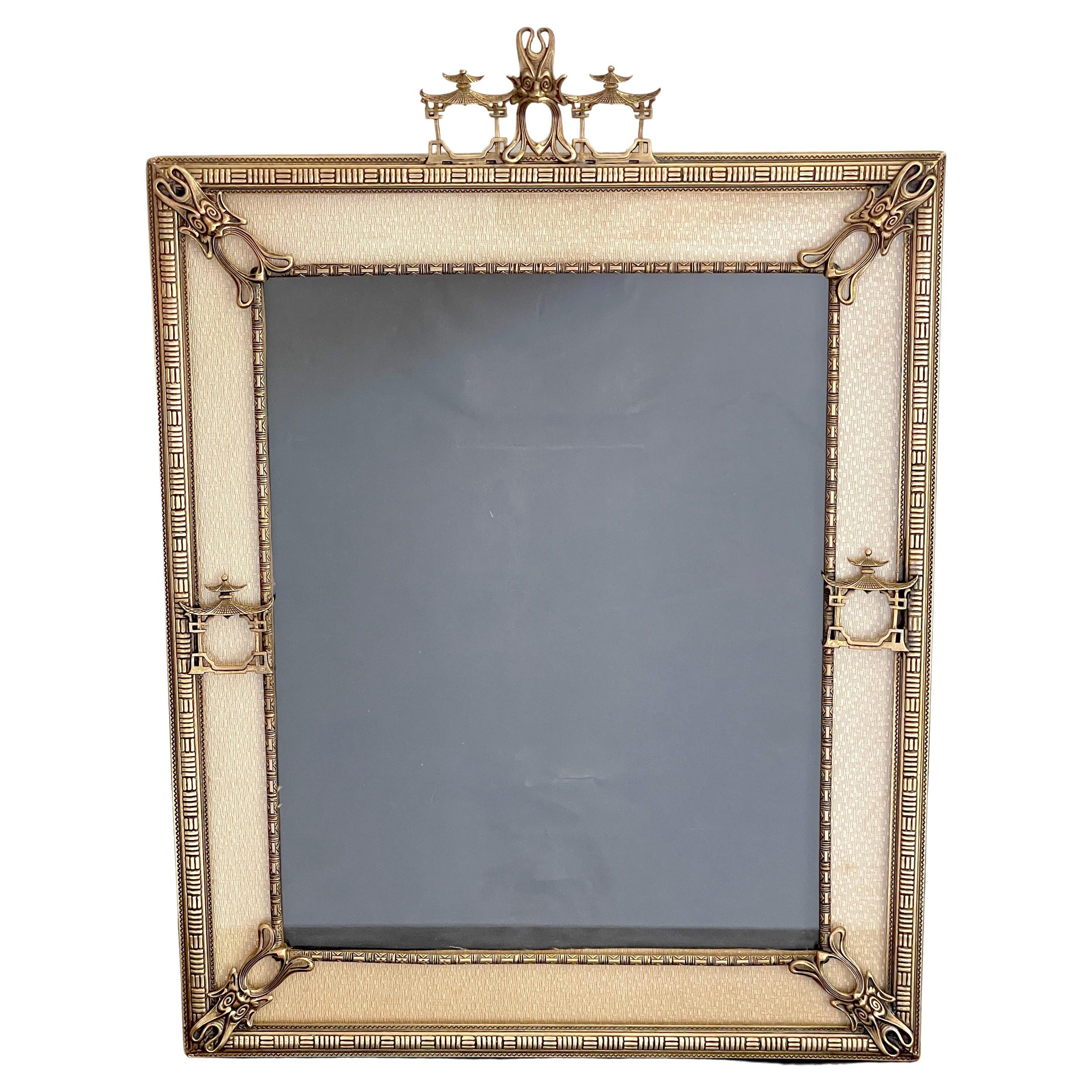 French Art Deco Bronze Chinoiseries Style Frame