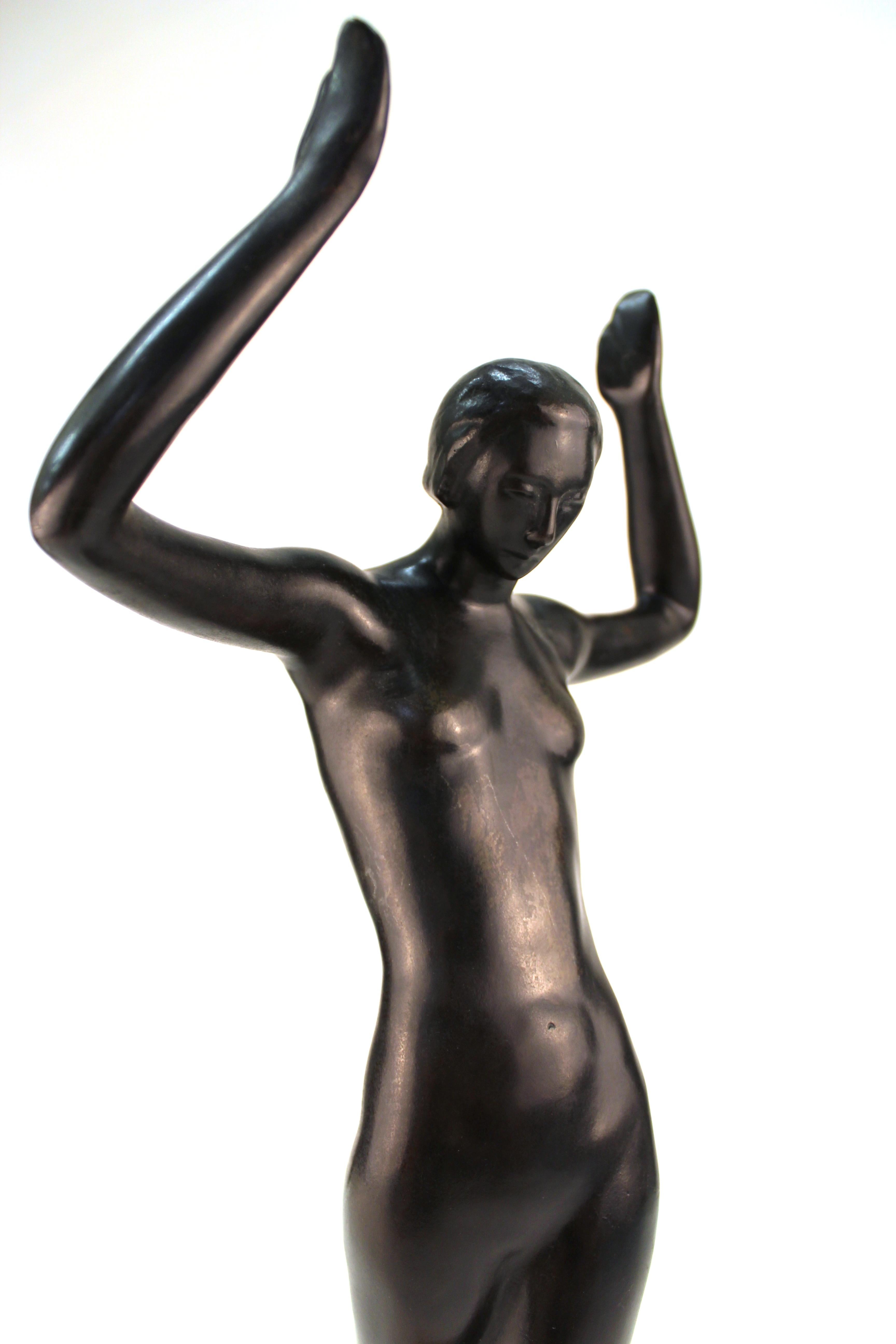 Französische Art Deco Bronze Tänzerin Skulptur 4