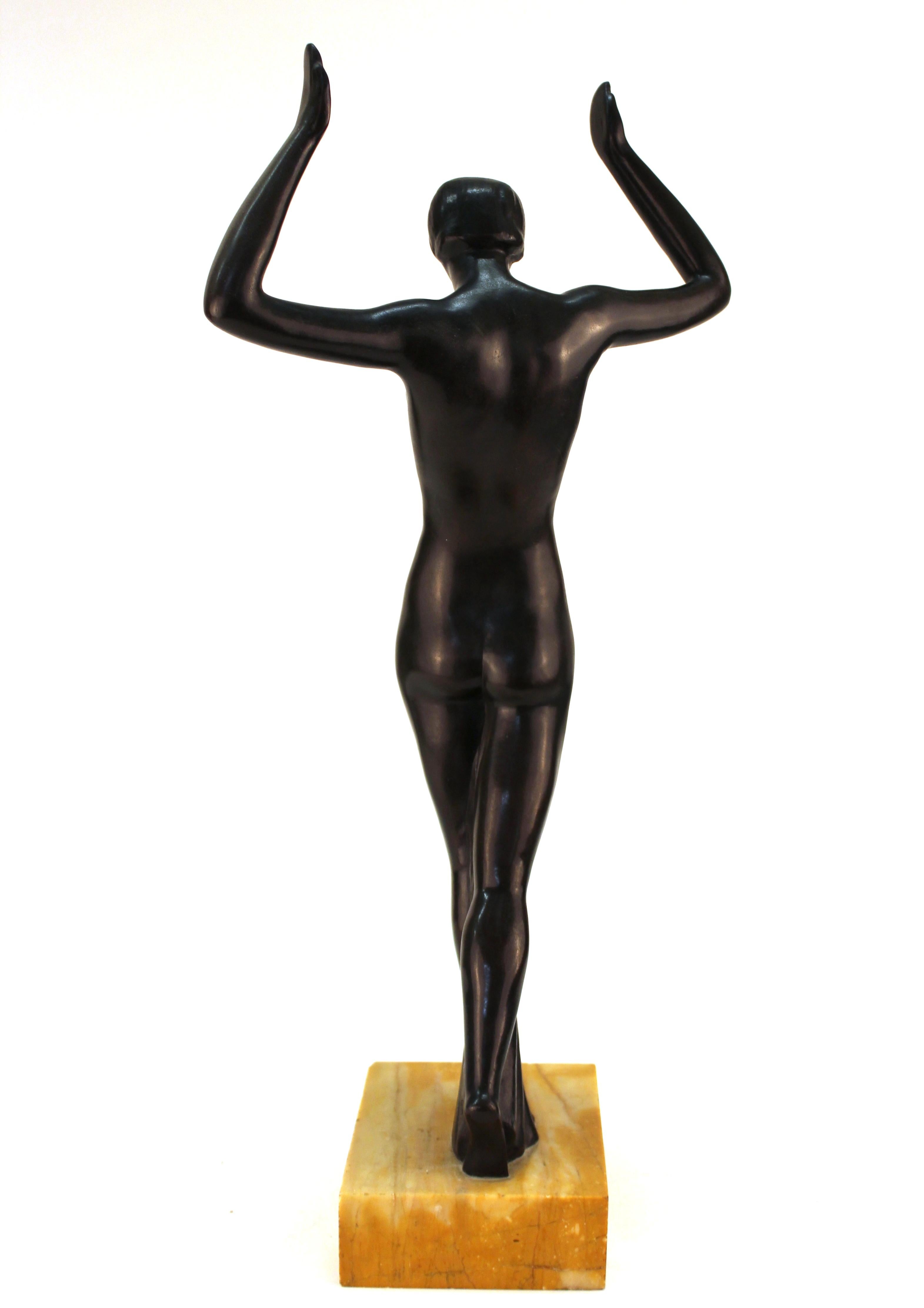 Französische Art Deco Bronze Tänzerin Skulptur im Zustand „Gut“ in New York, NY
