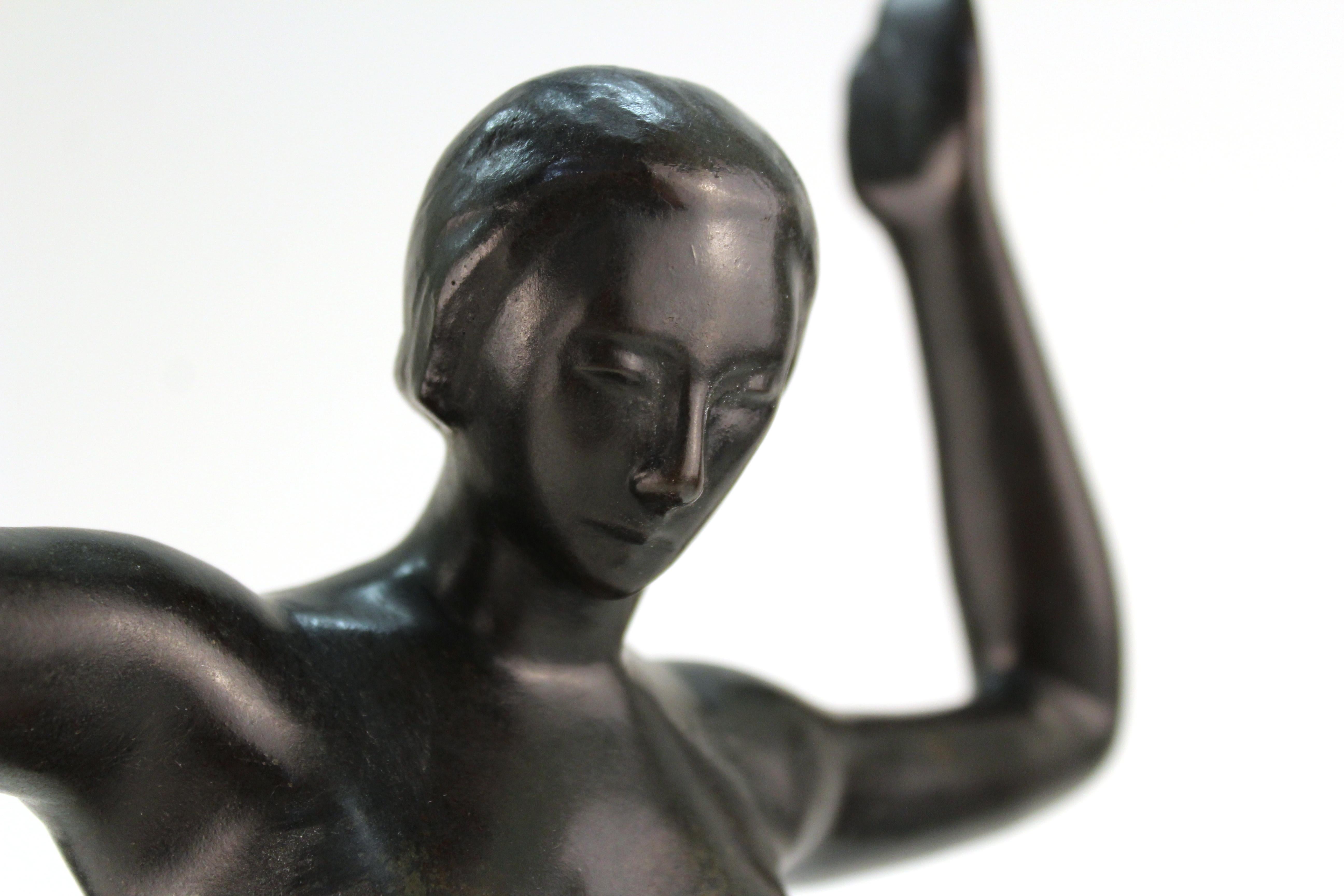 Französische Art Deco Bronze Tänzerin Skulptur 3