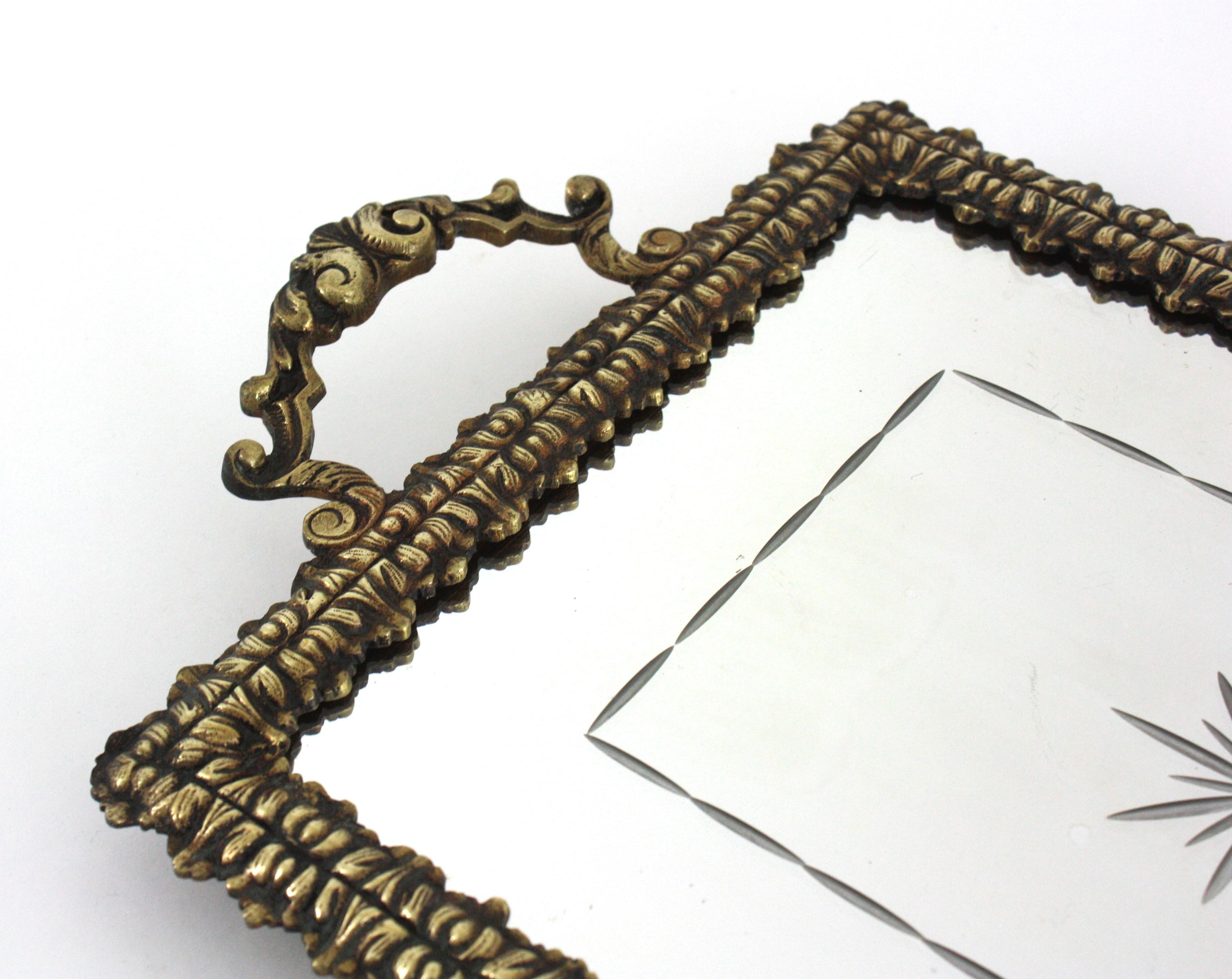 Plateau en bronze gravé Art Deco avec étoile de compas en vente 7