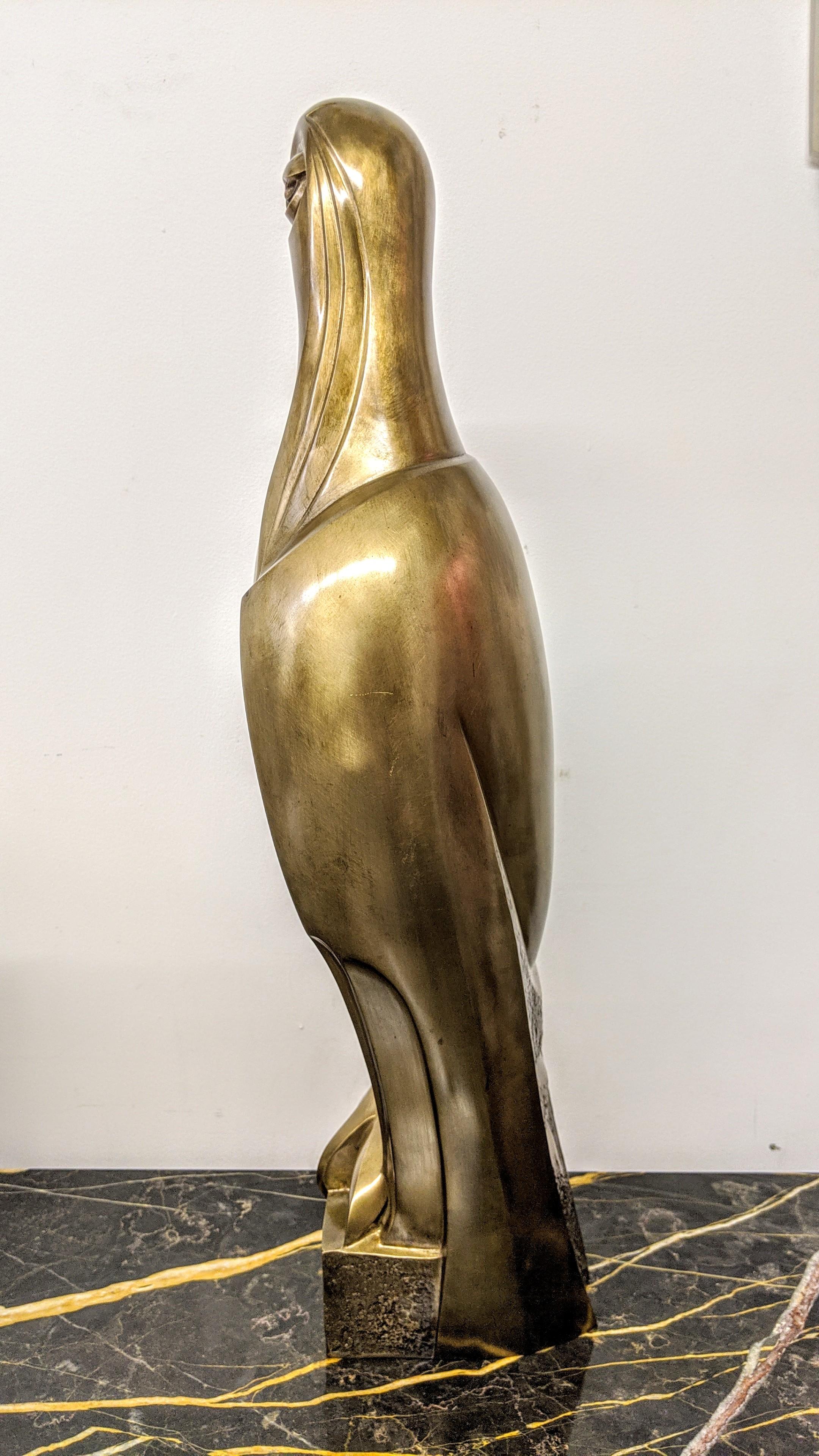 Contemporary French Art Deco Bronze Falcon Sculpture For Sale