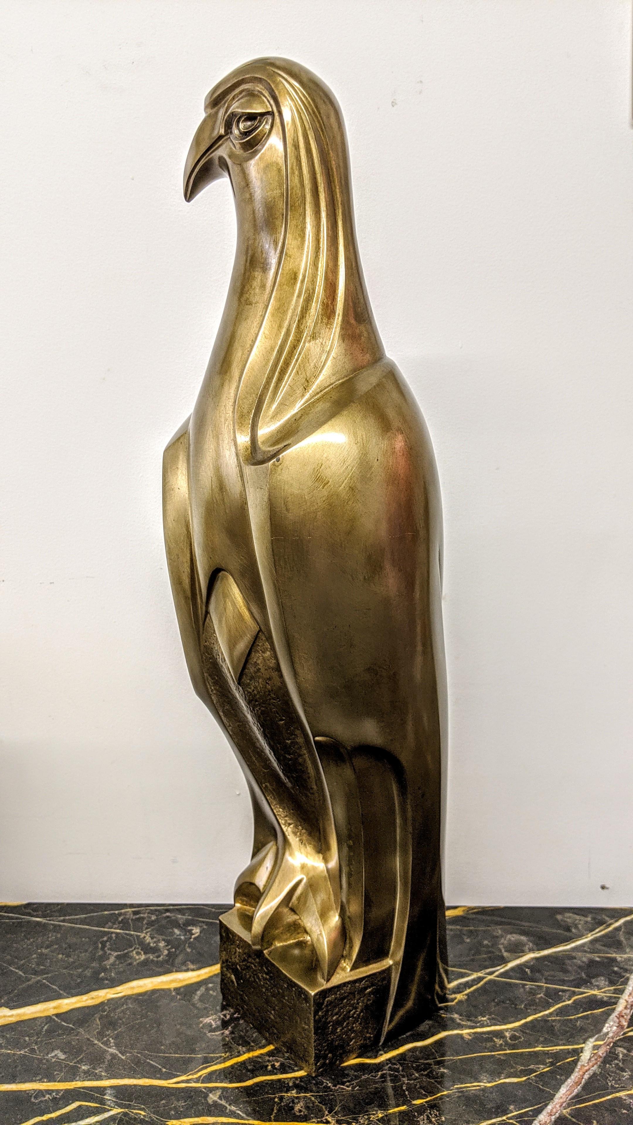 French Art Deco Bronze Falcon Sculpture For Sale 1
