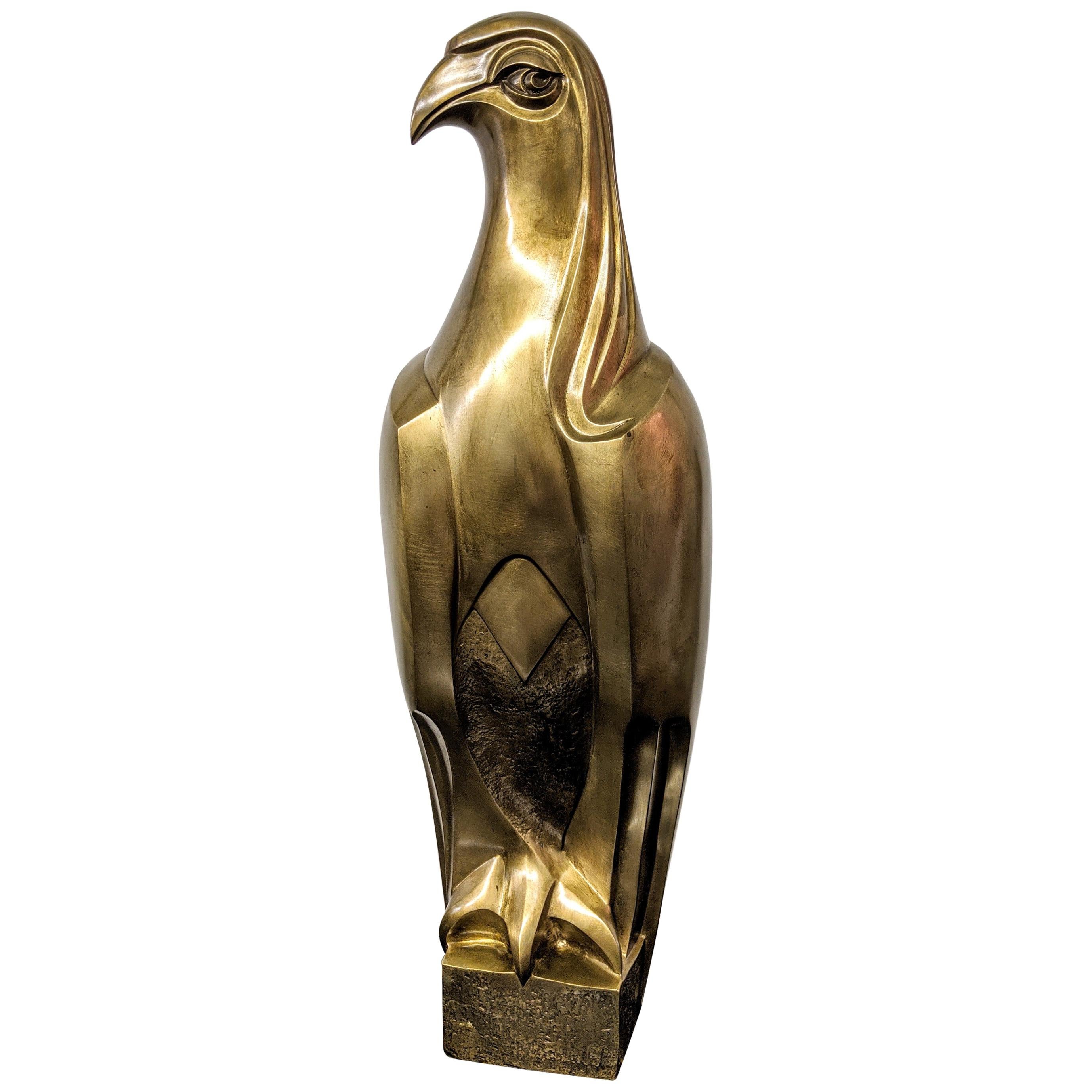 French Art Deco Bronze Falcon Sculpture