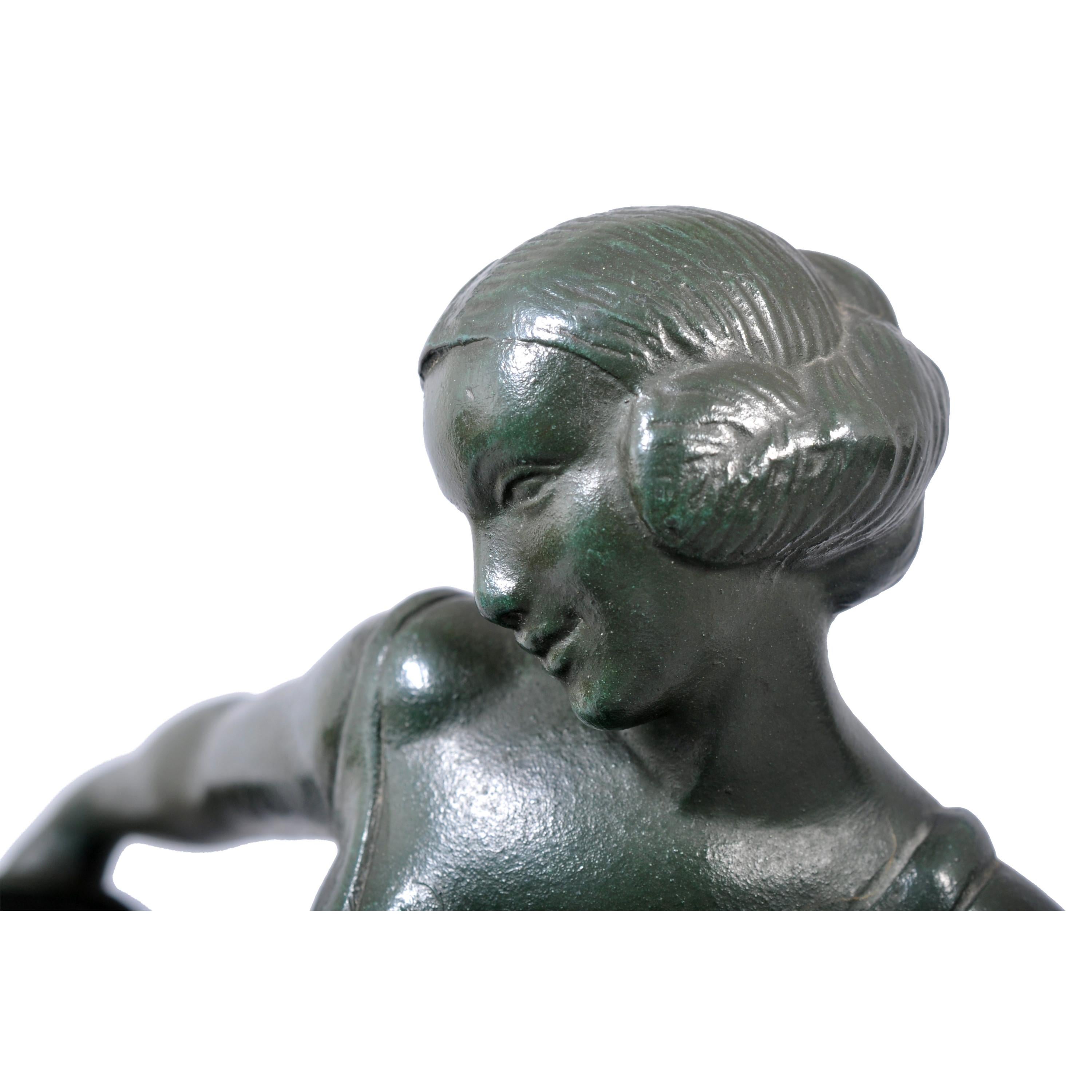French Art Deco Bronze Female Cymbal Dancer Statue Figure Pierre Le Faguays 1925 4