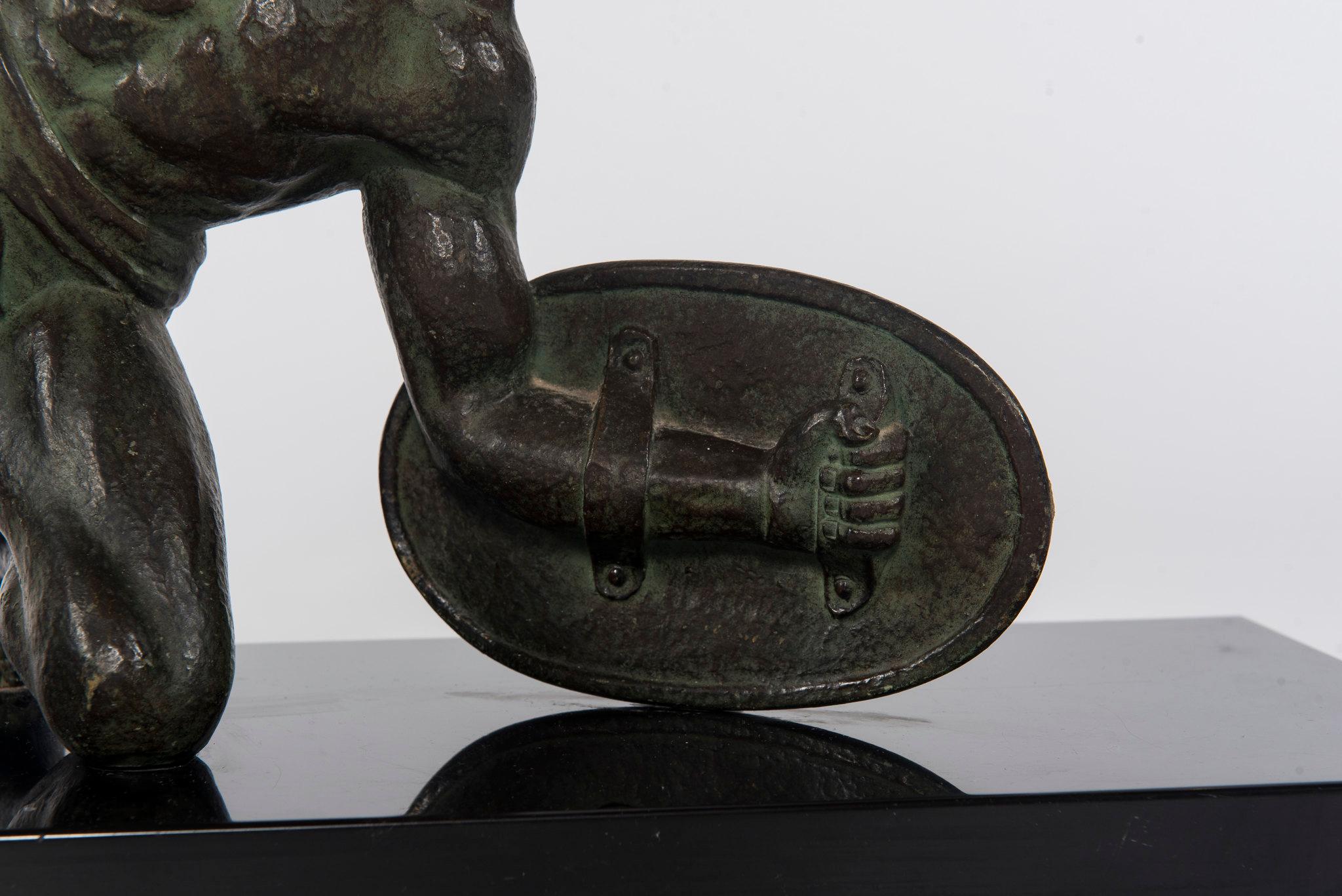 French Art Deco Bronze Figure For Sale 1