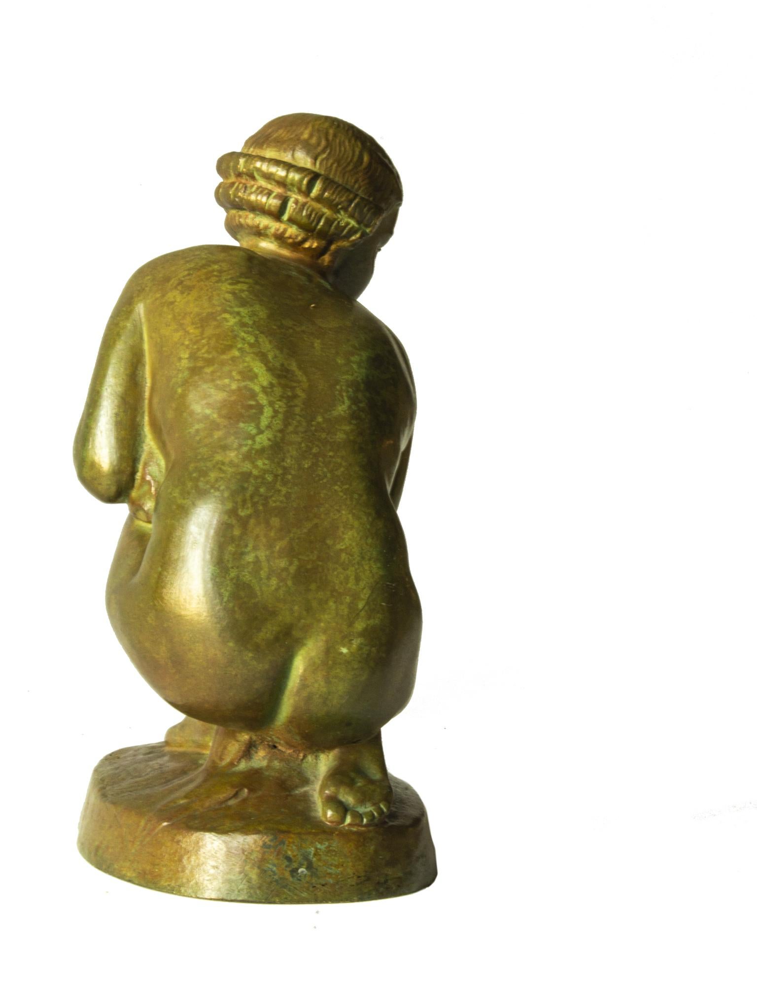 French Art Deco Bronze Figure of a Nude by Lucien Charles Edouard Alliot In Good Condition In Stockholm, SE