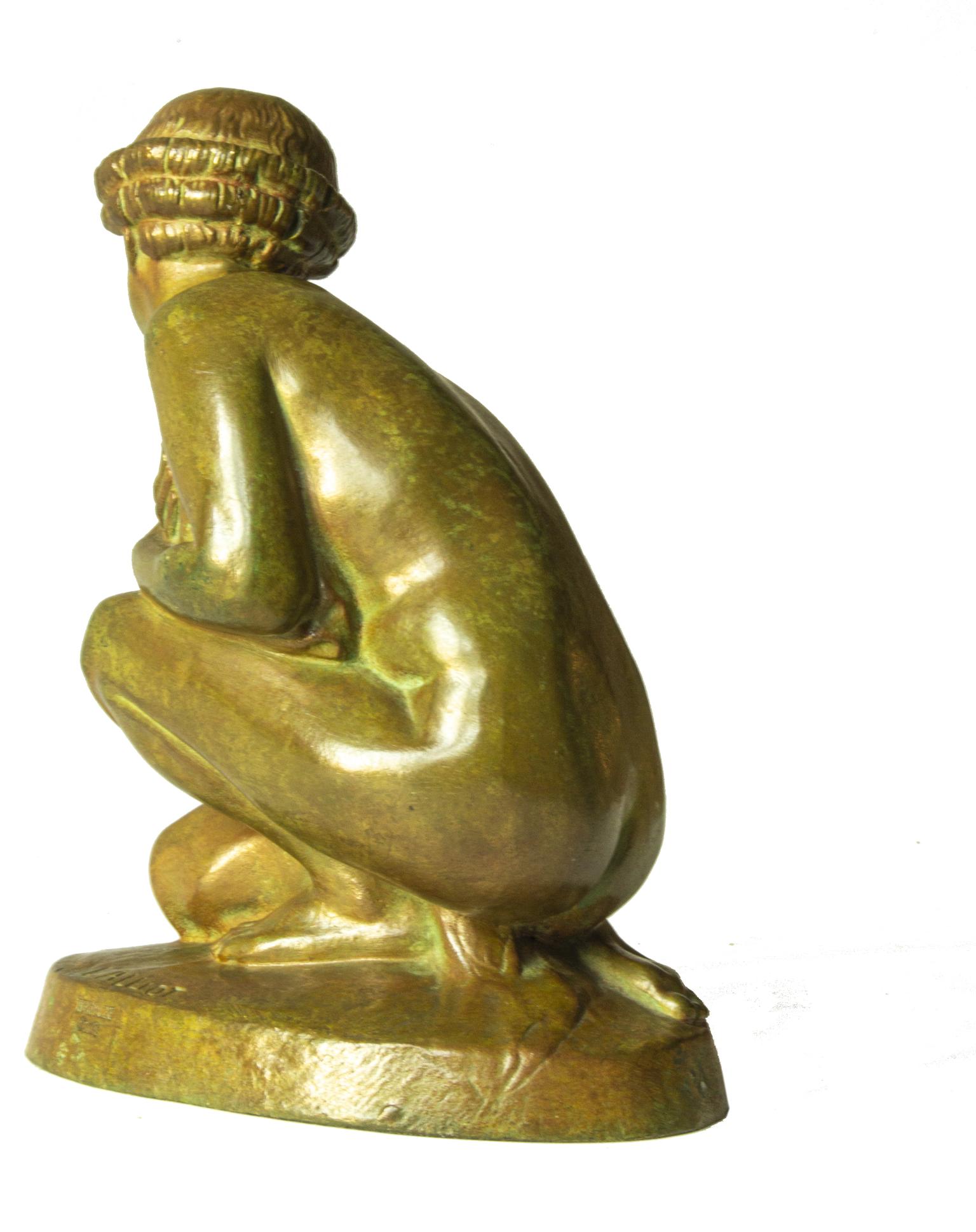Mid-20th Century French Art Deco Bronze Figure of a Nude by Lucien Charles Edouard Alliot