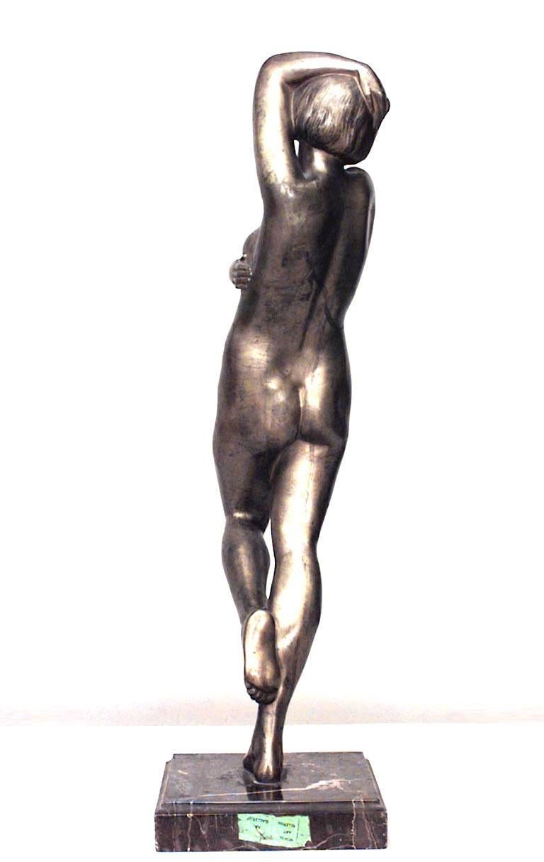 20th Century French Art Deco Bronze Nude Female Dancer For Sale