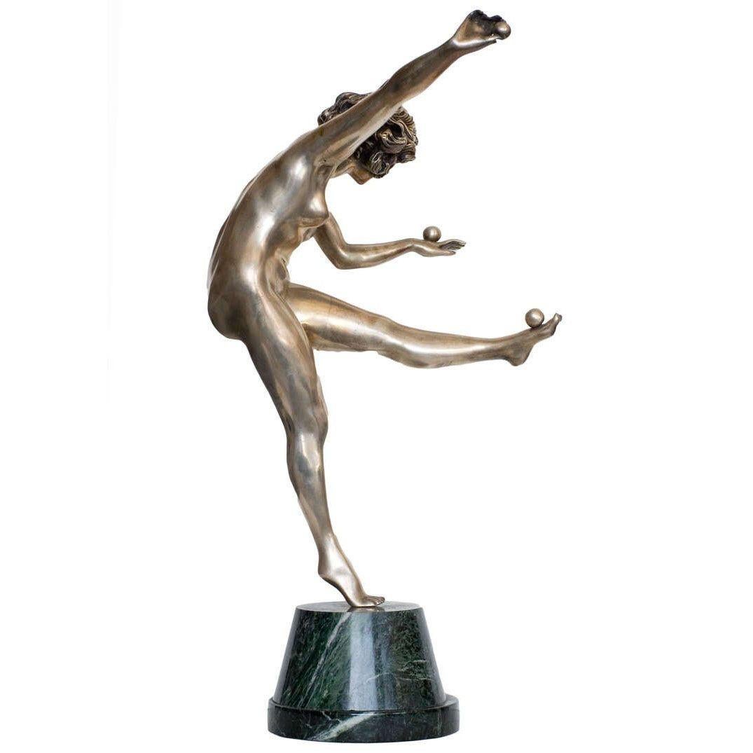 Französische Art-déco-Bronzefigur „Der Juggler“ aus dem Art déco-Stil von CJR Colinet im Zustand „Hervorragend“ im Angebot in Van Nuys, CA