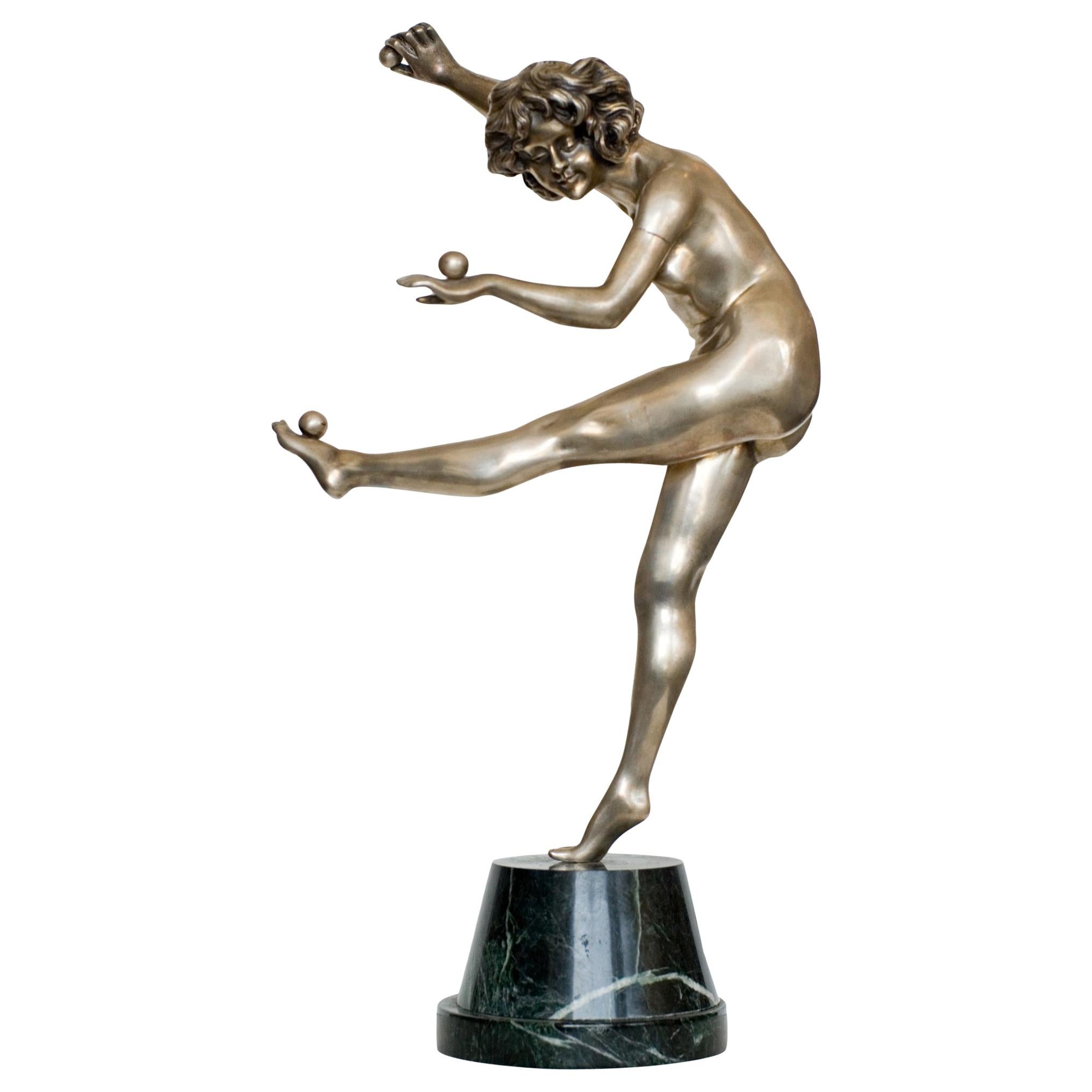 French Art Deco Bronze Figure 'The Juggler' by CJR Colinet