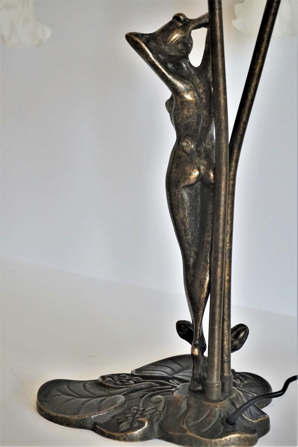 French Art Deco Bronze Figurine Articulated Double Arm Table Lamp 2