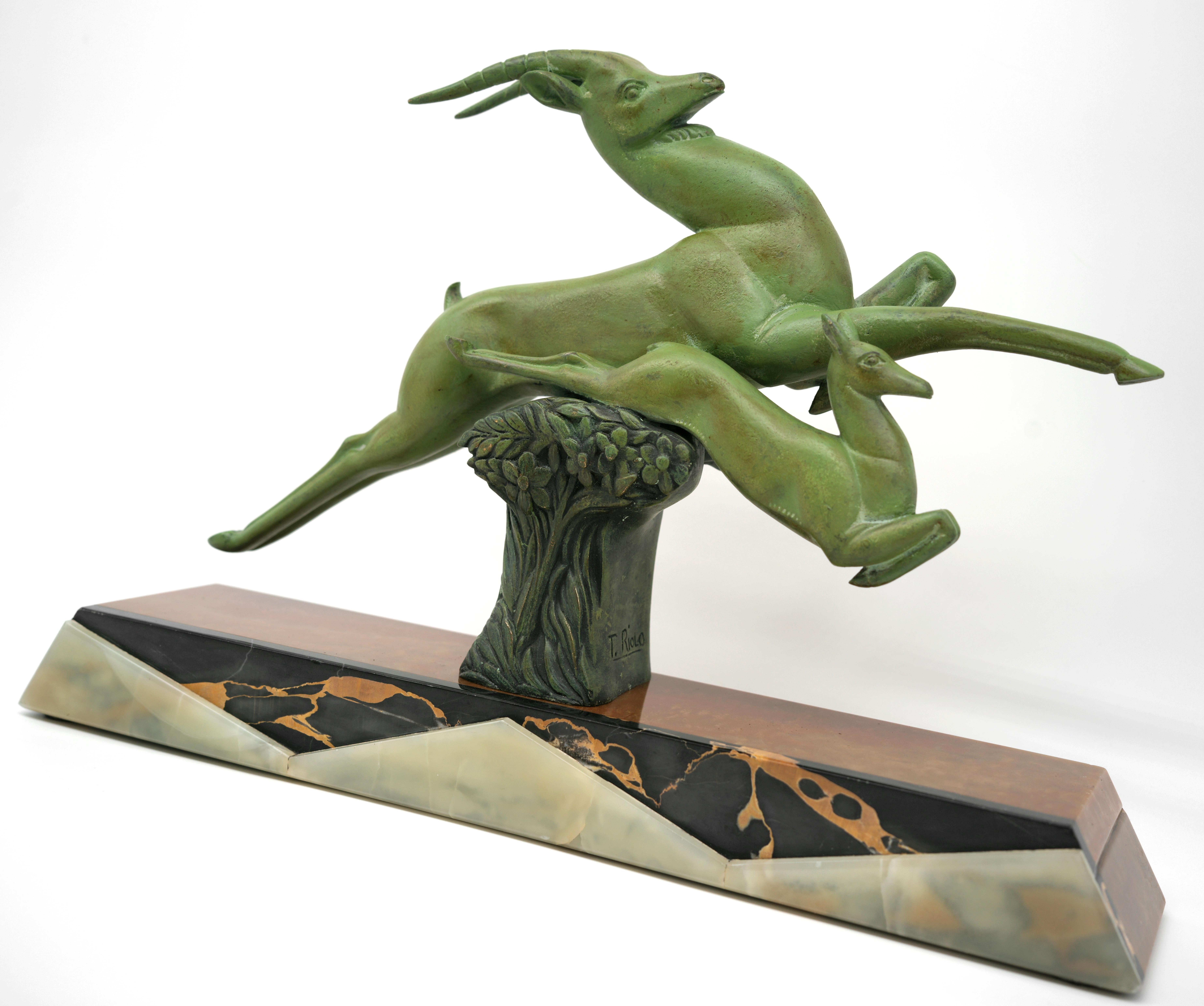 French Art Deco Bronze Gazelle Antelope Sculpture, ca.1925 1