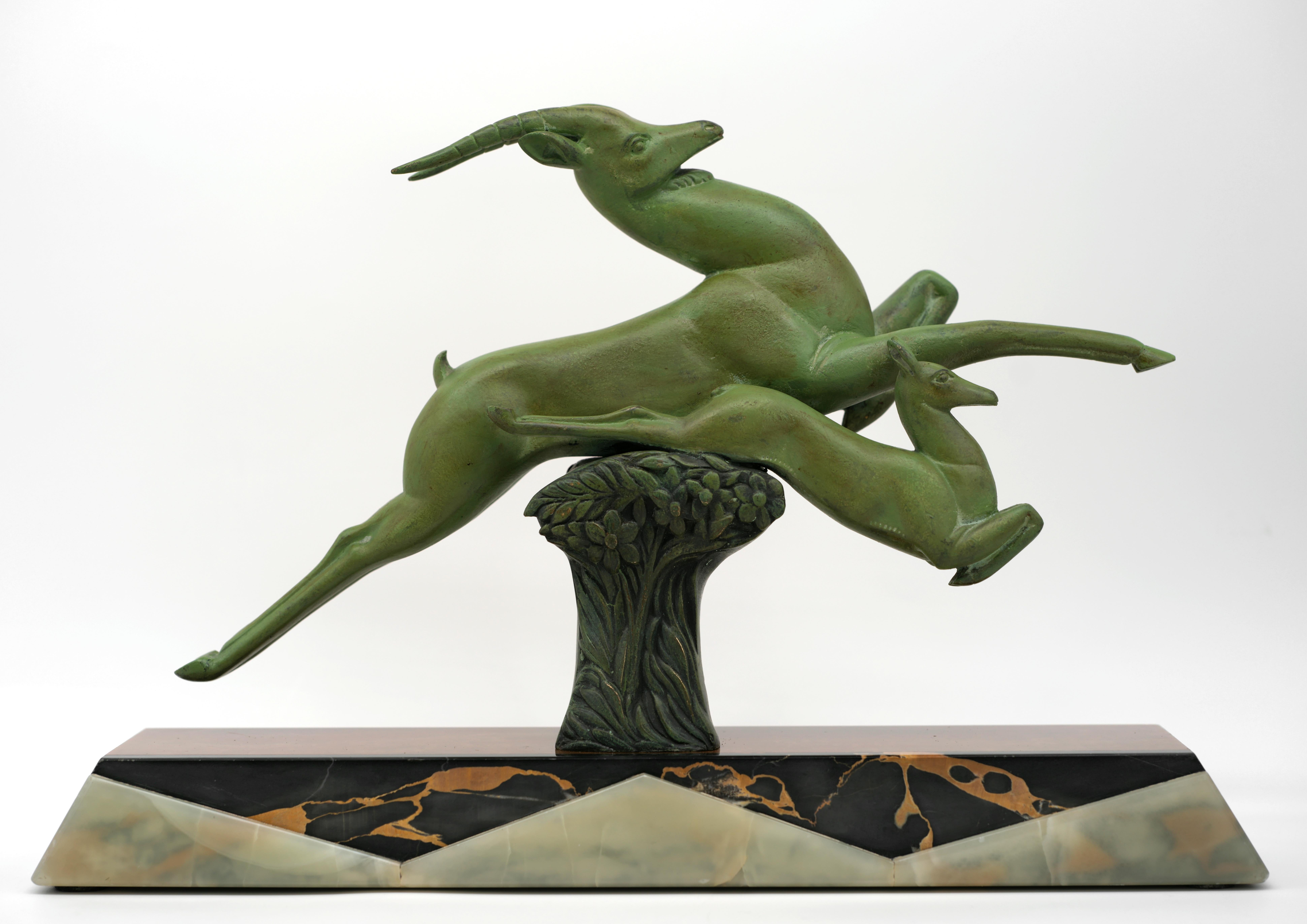 French Art Deco Bronze Gazelle Antelope Sculpture, ca.1925 2