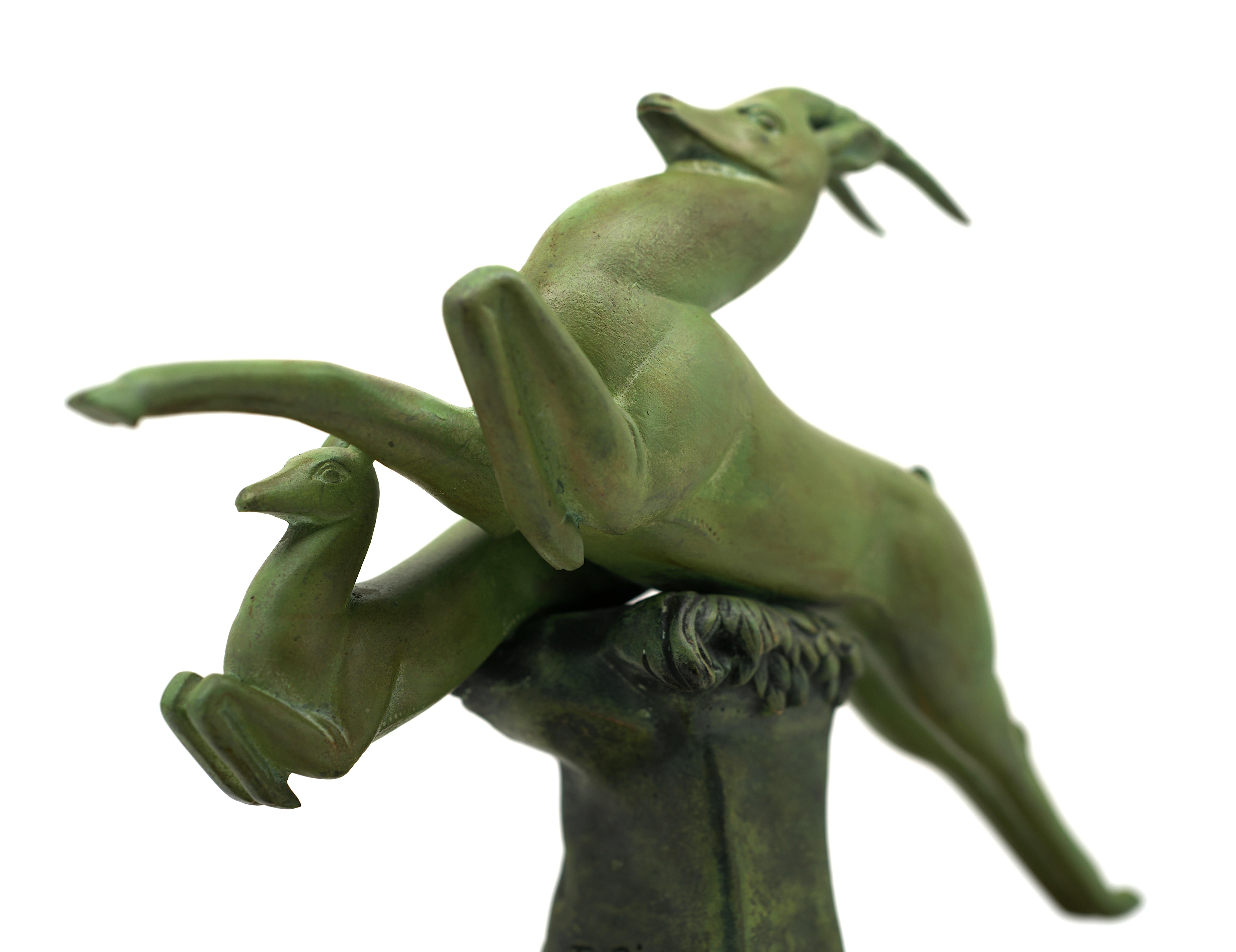 French Art Deco Bronze Gazelle Antelope Sculpture, ca.1925 4