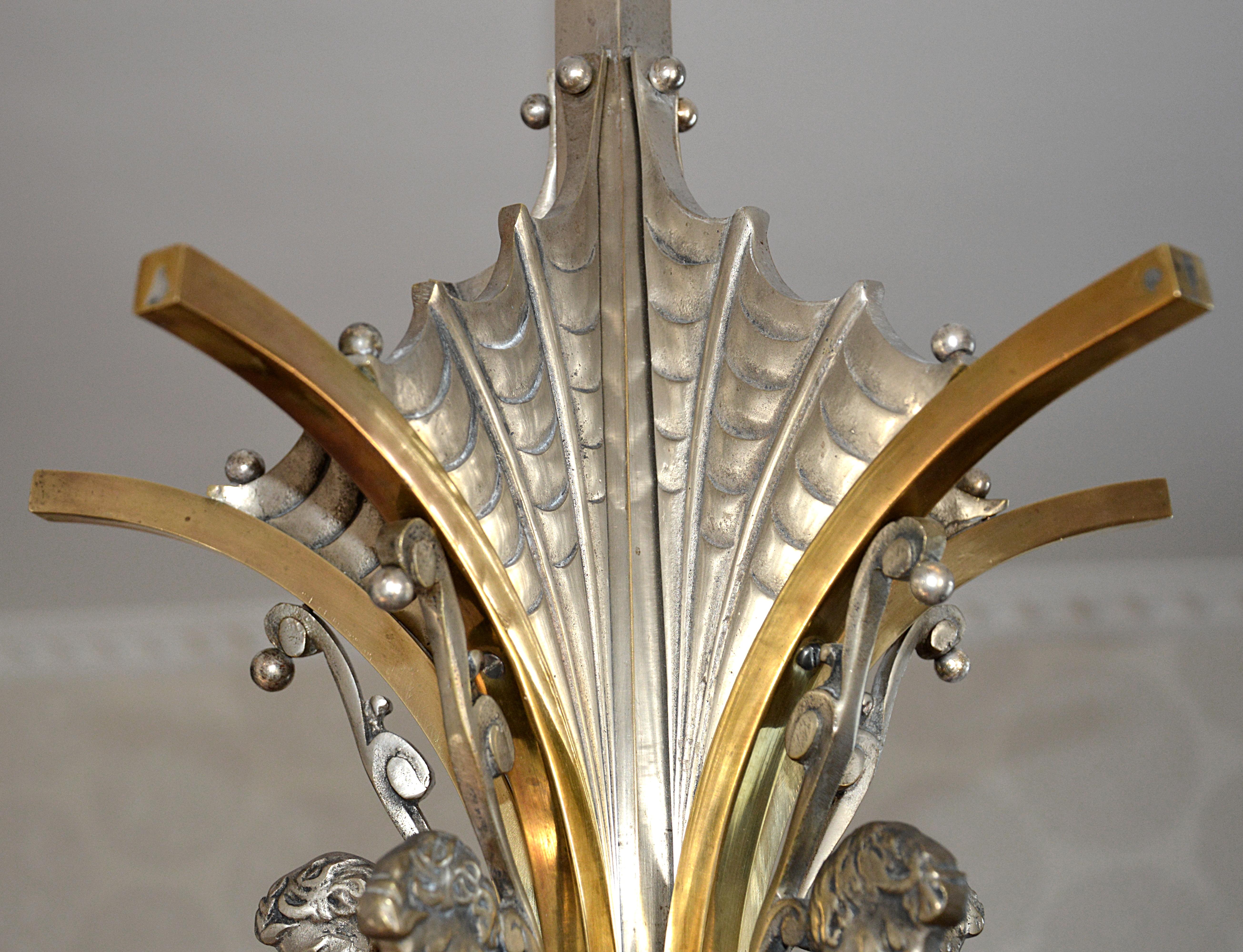 French Art Deco Bronze God Pan Chandelier, 1920 For Sale 2
