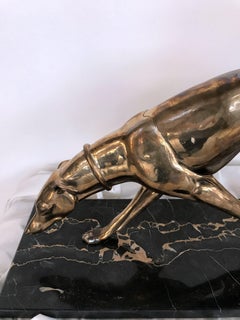 French Art Deco Bronze Greyhound Sculpture, 1930