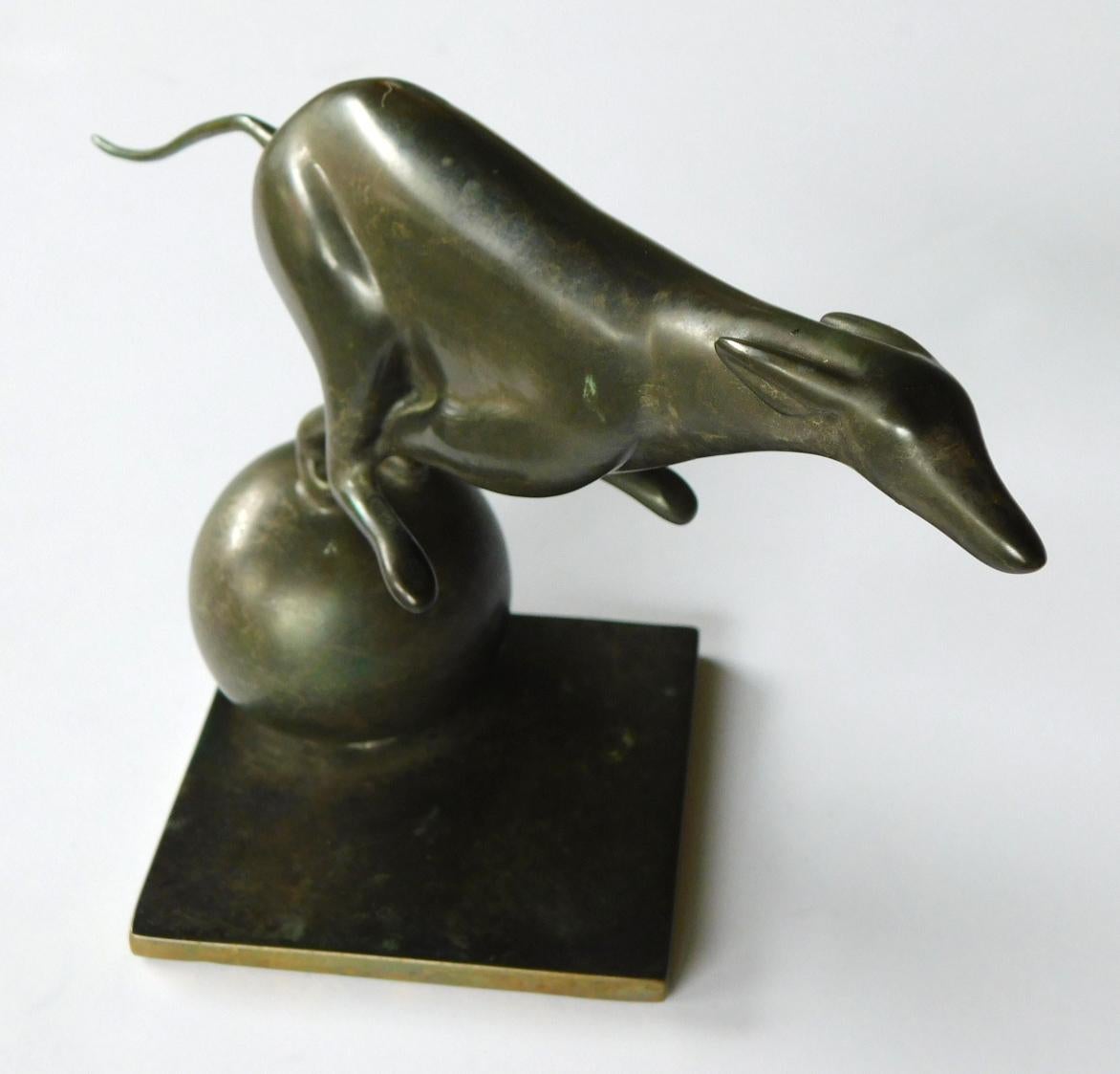 Cast French Art Deco Bronze Greyhound Sculpture