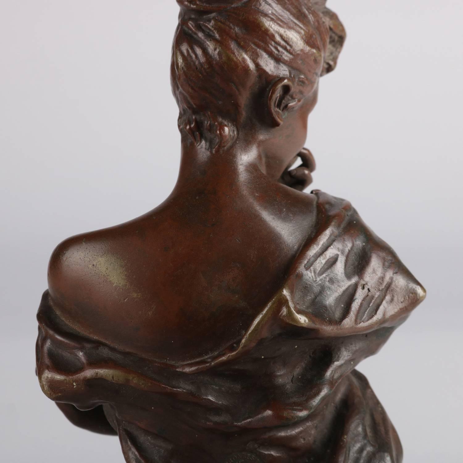 Cast French Art Deco Bronze Jugendstil Bust 