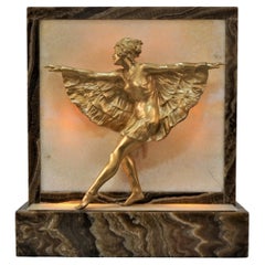 French Art Deco Bronze Lamp by Marcel Andre Bouraine