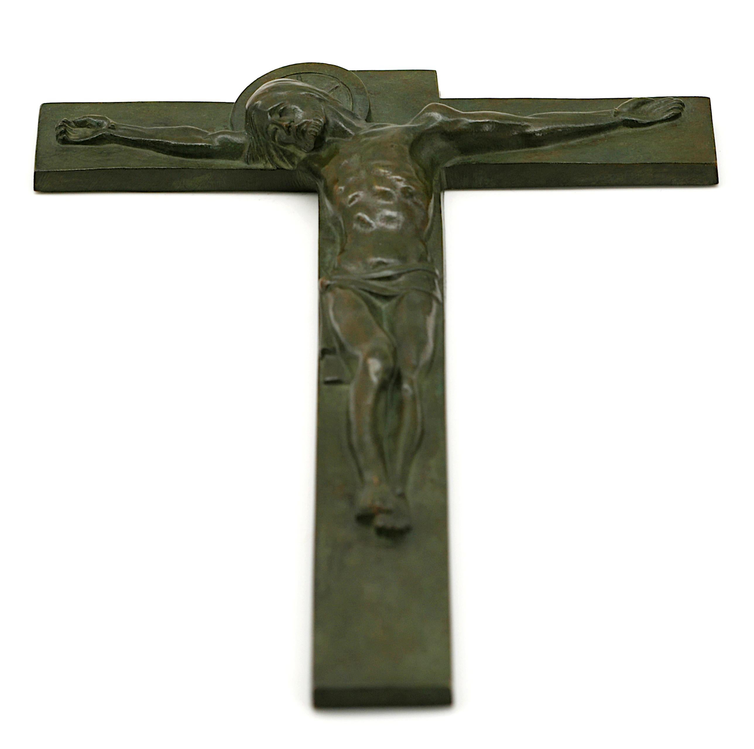 Französisches Art-Déco-Bronzekruzifix, 1930 im Angebot 2