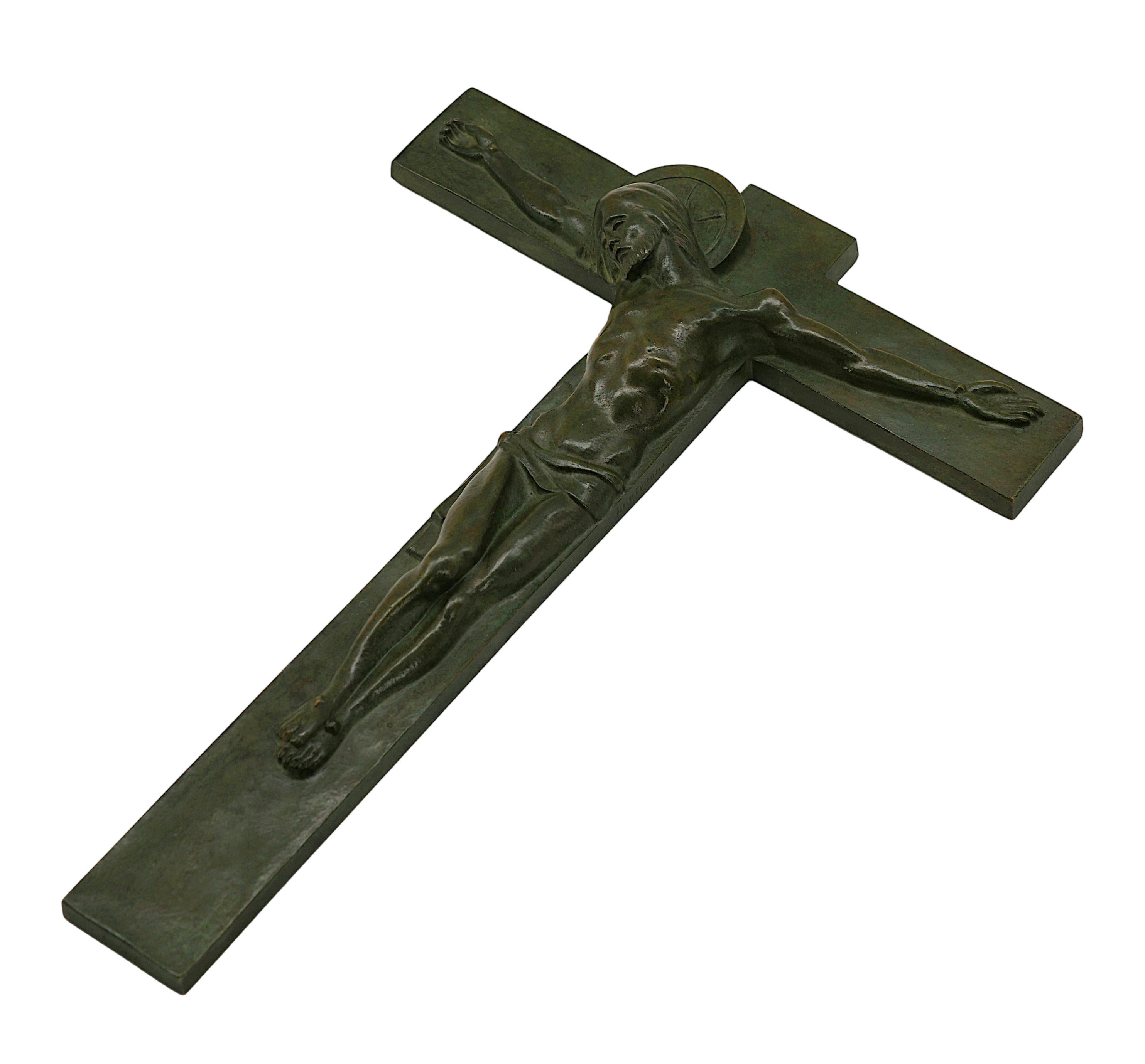 Französisches Art-Déco-Bronzekruzifix, 1930 im Angebot 4