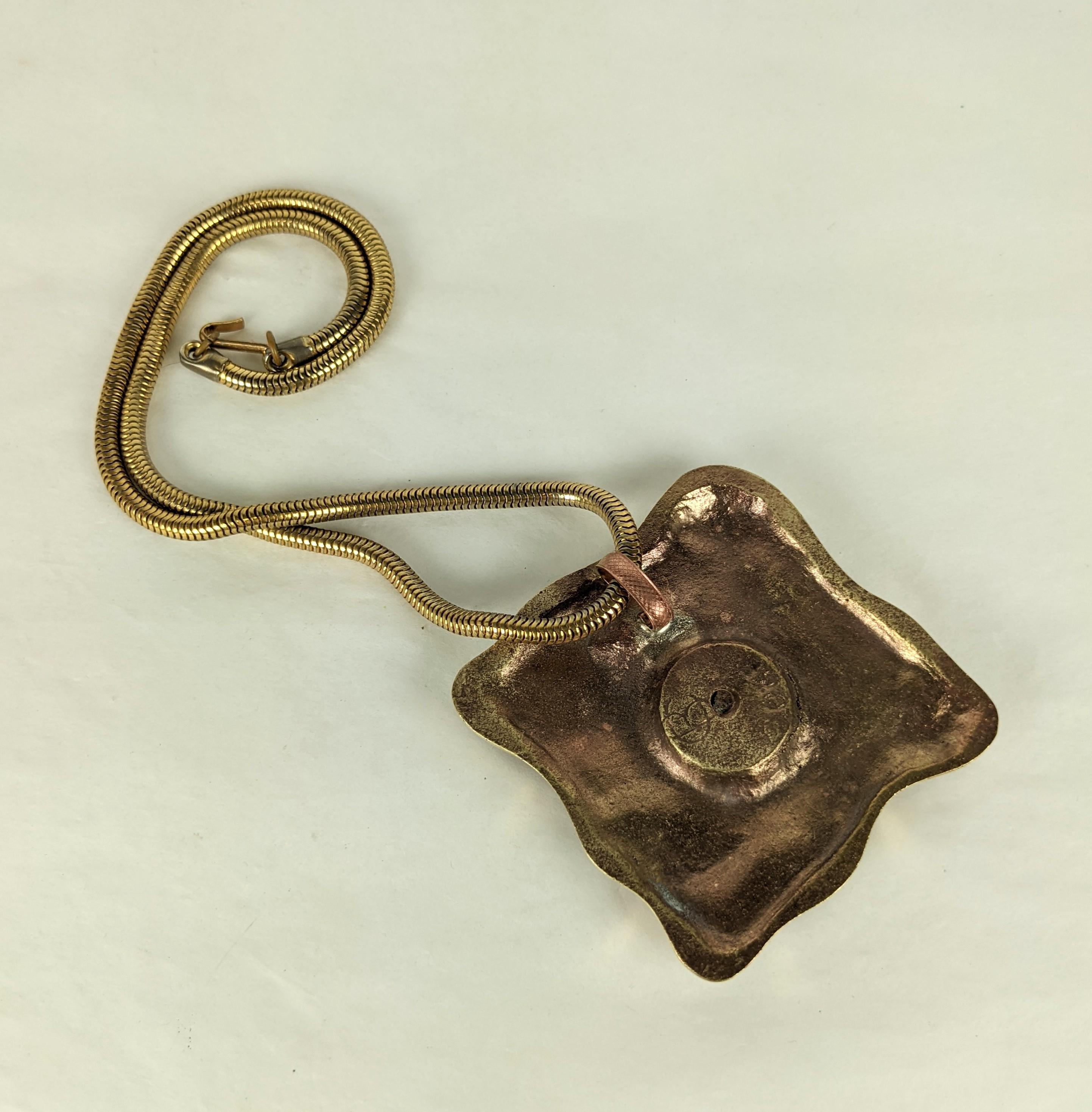 Women's or Men's French Art Deco Bronze Mermaid Pendant For Sale