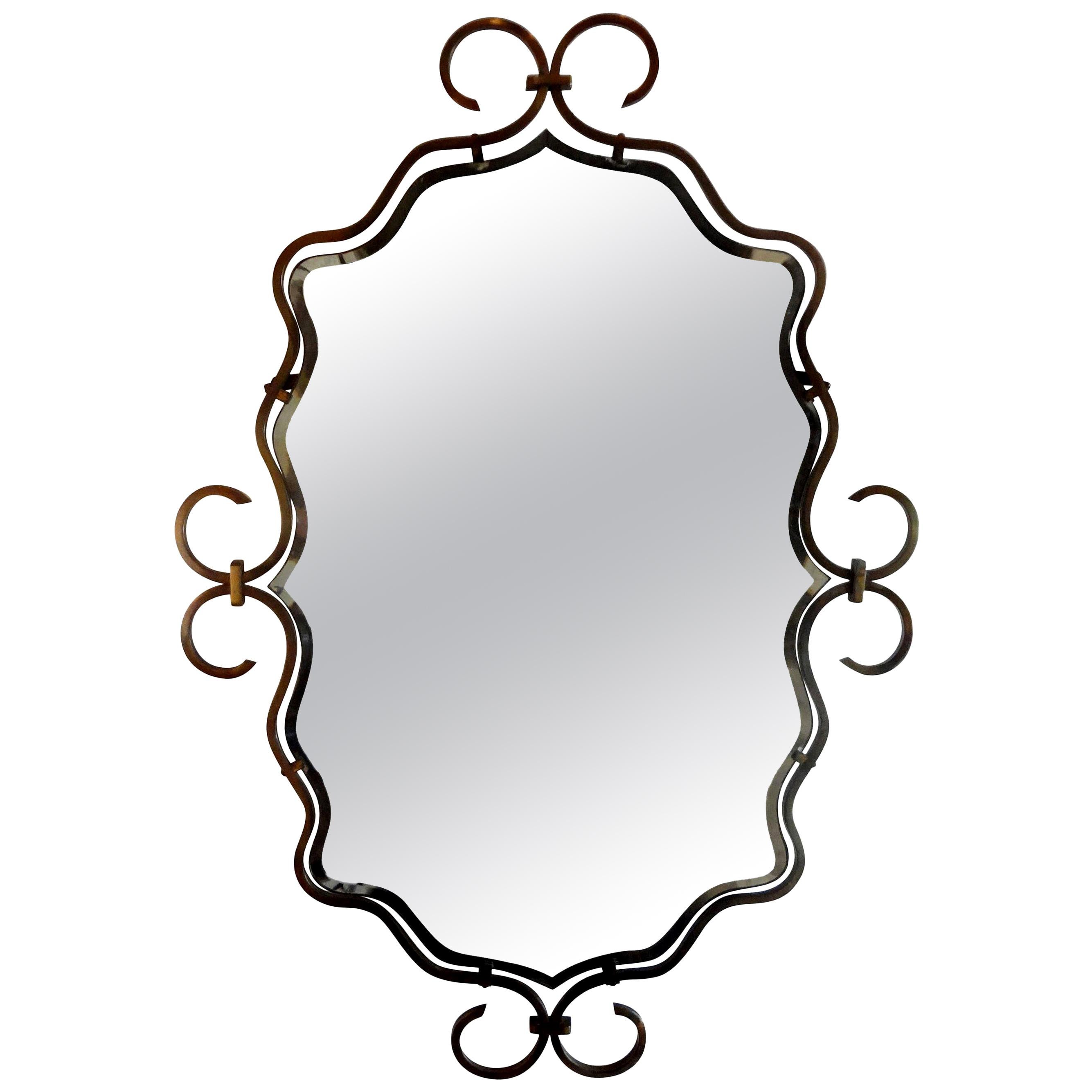 French Art Deco Bronze Mirror in the Manner of Raymond Subes