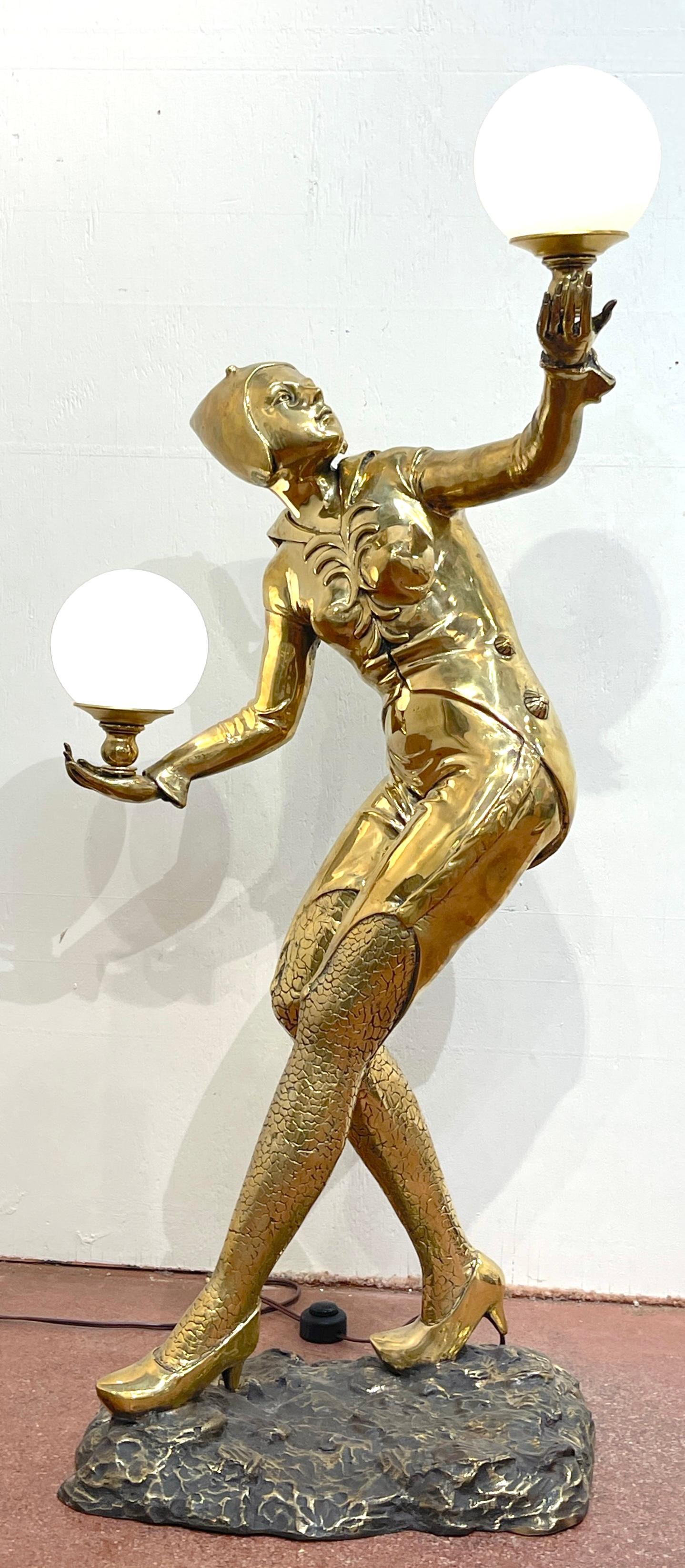 Französische Art-déco-Skulptur aus Bronze, Moulin Rouge/Flapper, Balancing Lighted Balls, Skulptur, Französisch im Angebot 6
