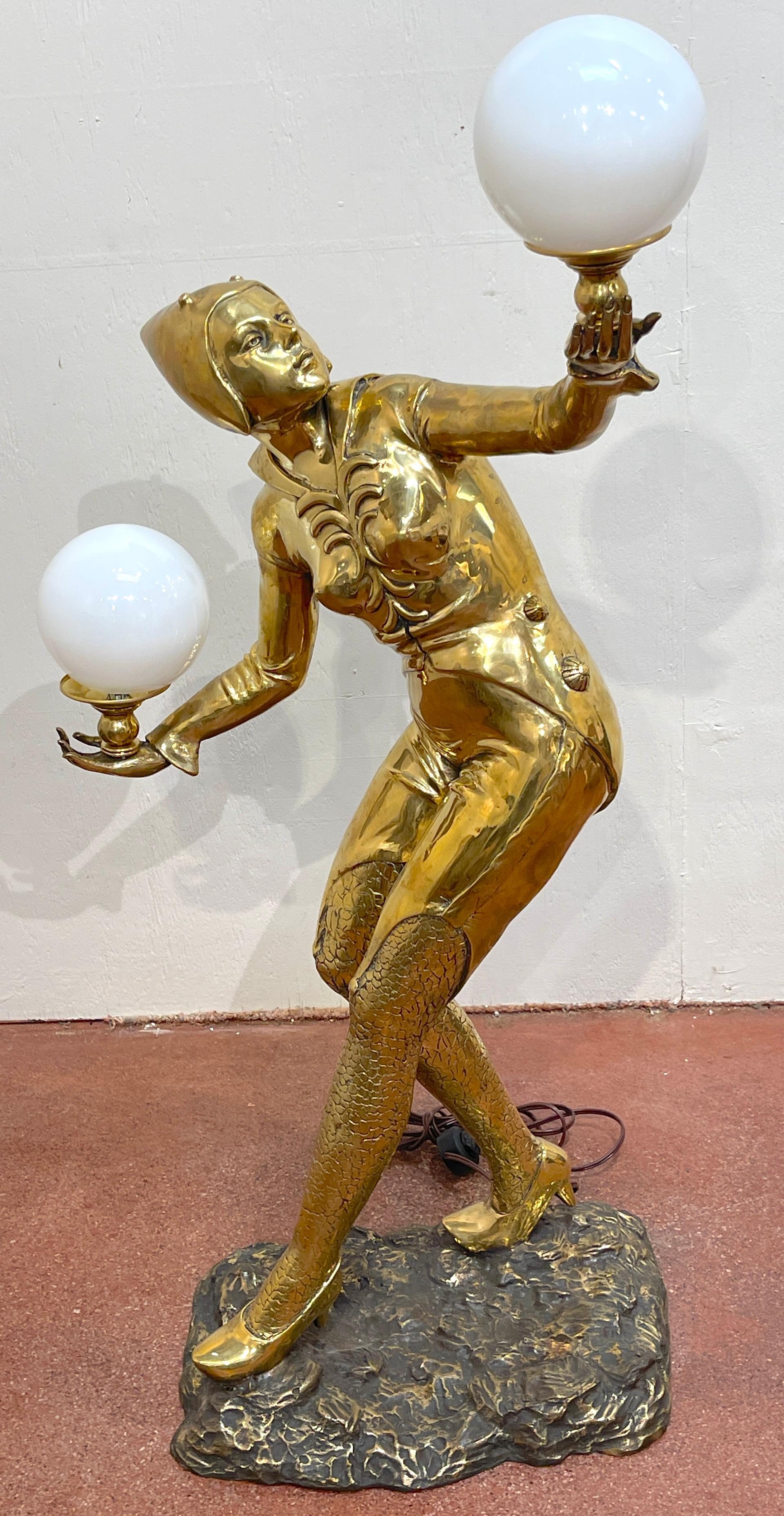 Französische Art-déco-Skulptur aus Bronze, Moulin Rouge/Flapper, Balancing Lighted Balls, Skulptur, Französisch im Angebot 9