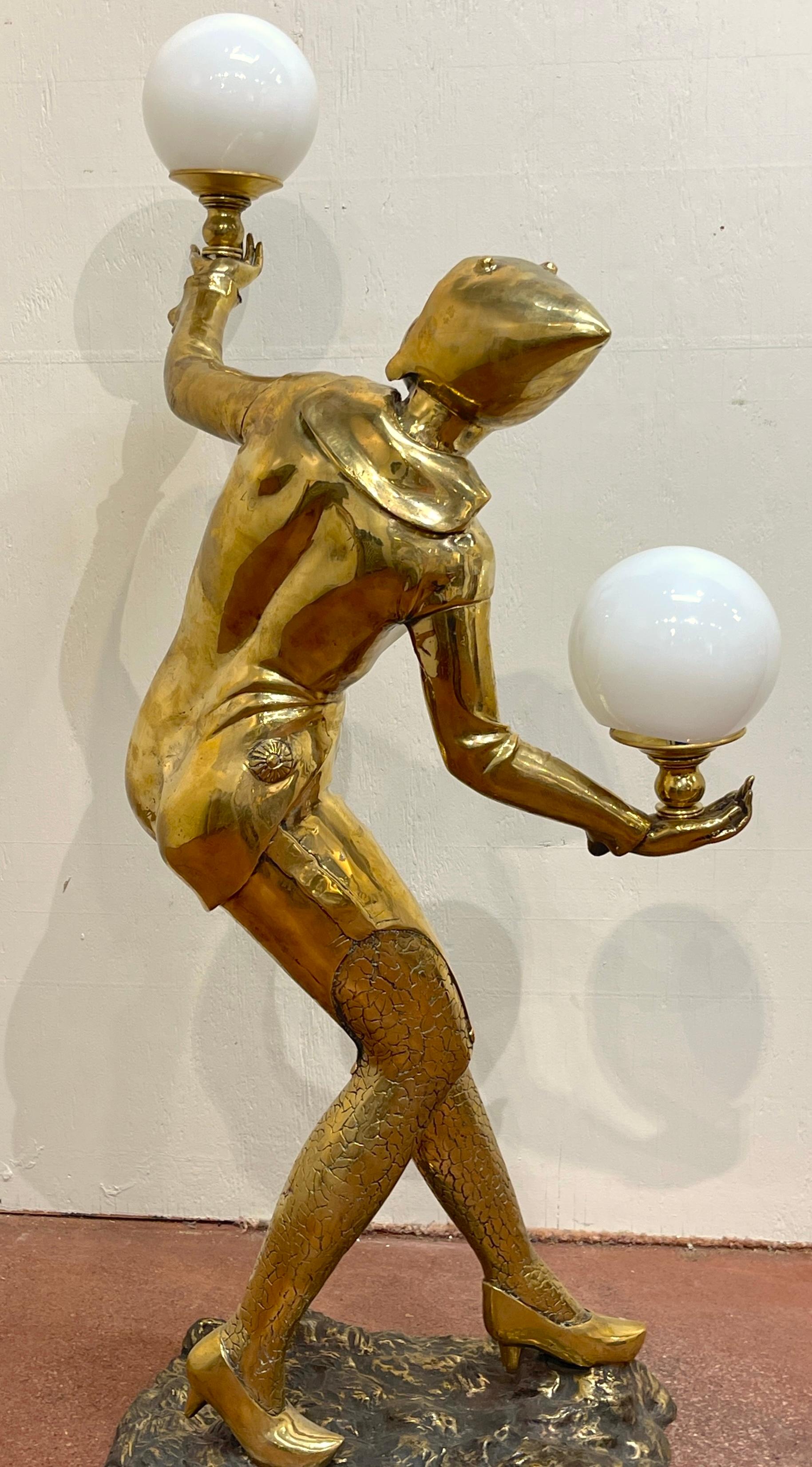 Französische Art-déco-Skulptur aus Bronze, Moulin Rouge/Flapper, Balancing Lighted Balls, Skulptur, Französisch im Angebot 2