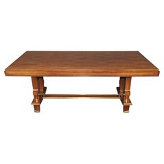 French Art Deco Bronze Mounted Dining Table Attributed to Jules Leleu