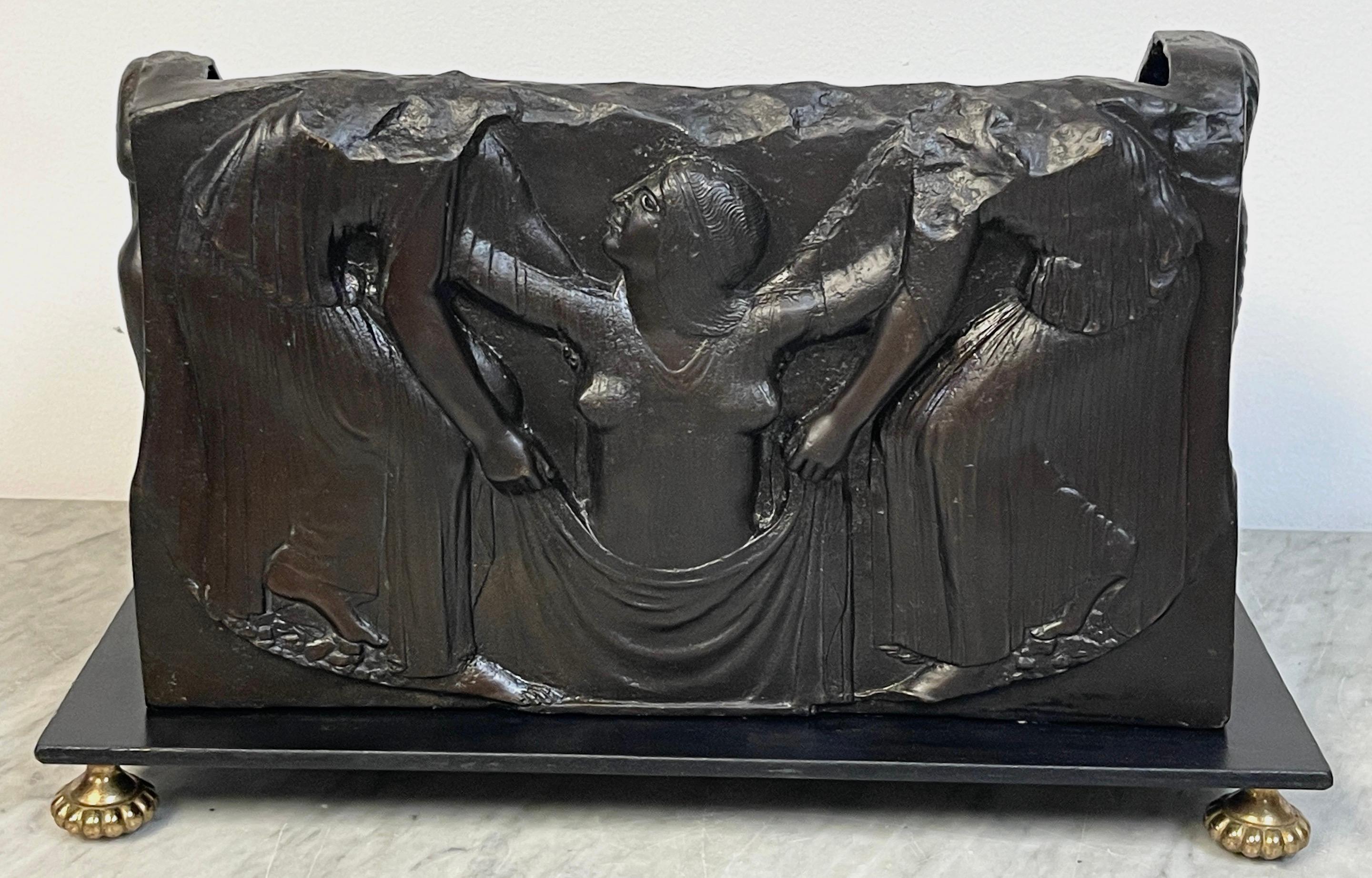 French Art Deco bronze neo-Greek jardiniere/planter
France, circa 1920s

A striking French Art Deco bronze neo-Greek jardiniere/planter from the 1920s, a substantial and intricately cast sculptural design. Influenced by Grand Tour sculptures, it