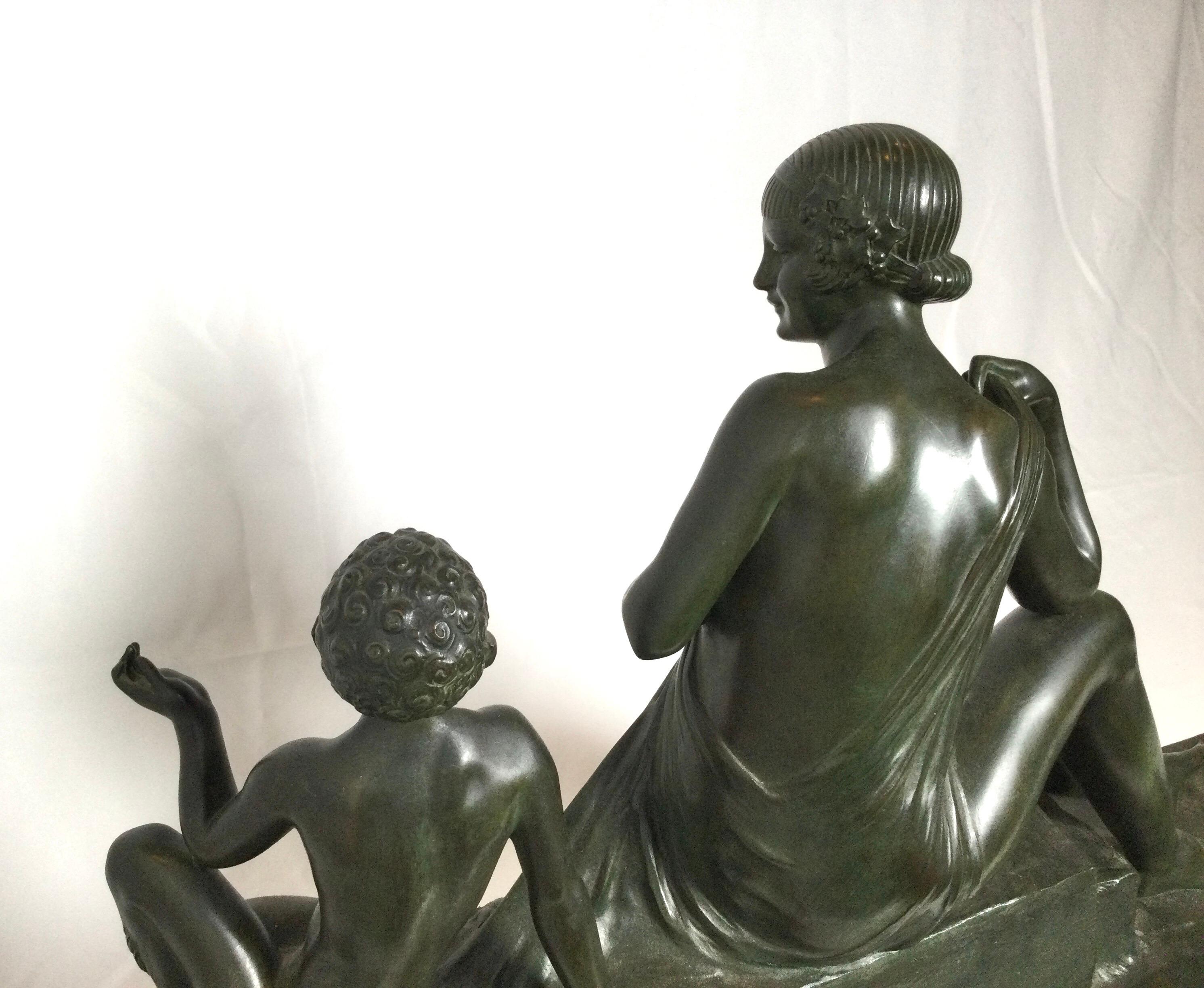 French Art Deco Bronze of Bacchante and Pan Artist Signed 4