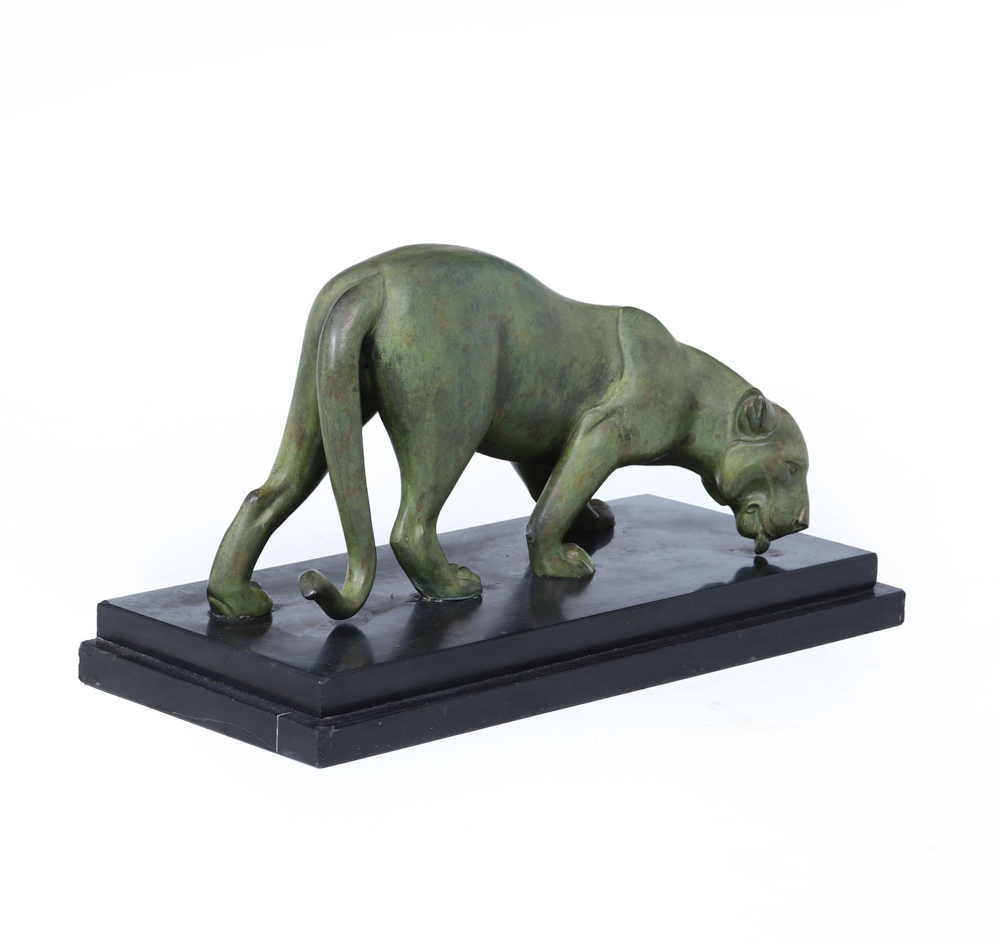 Art Déco French Art Deco Bronze Panther by Irénée Rochard, c.1920s in vendita