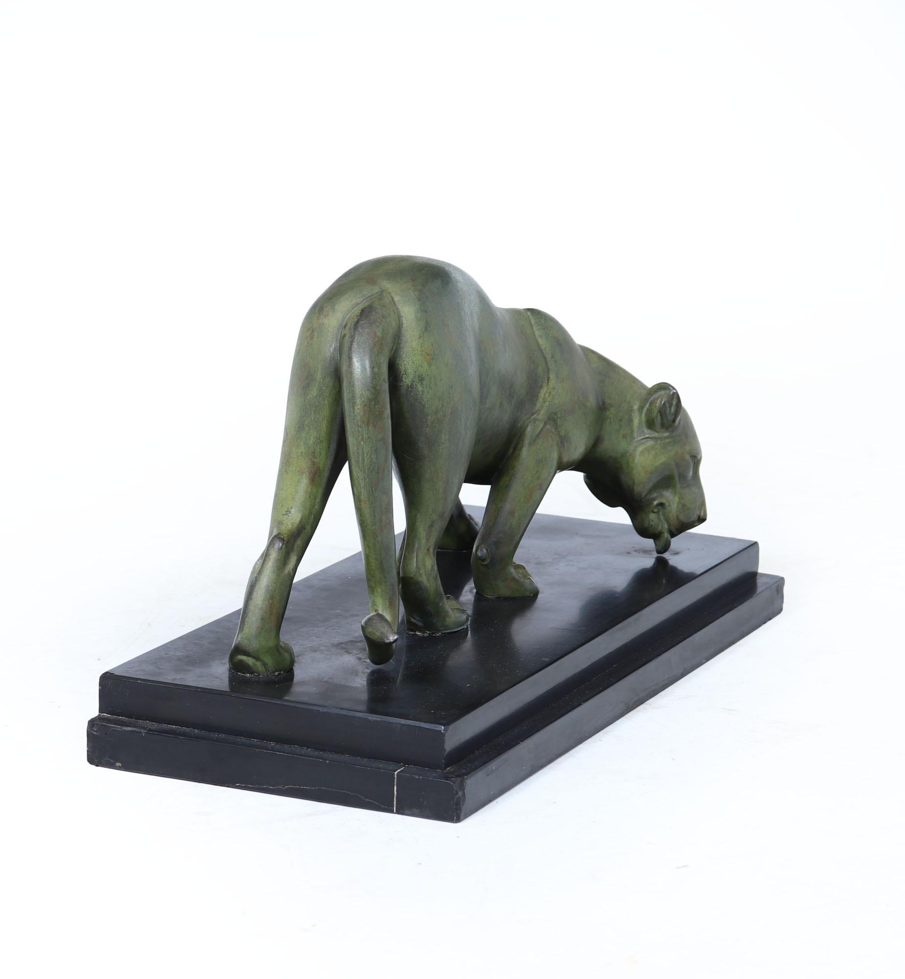 Francese French Art Deco Bronze Panther by Irénée Rochard, c.1920s in vendita