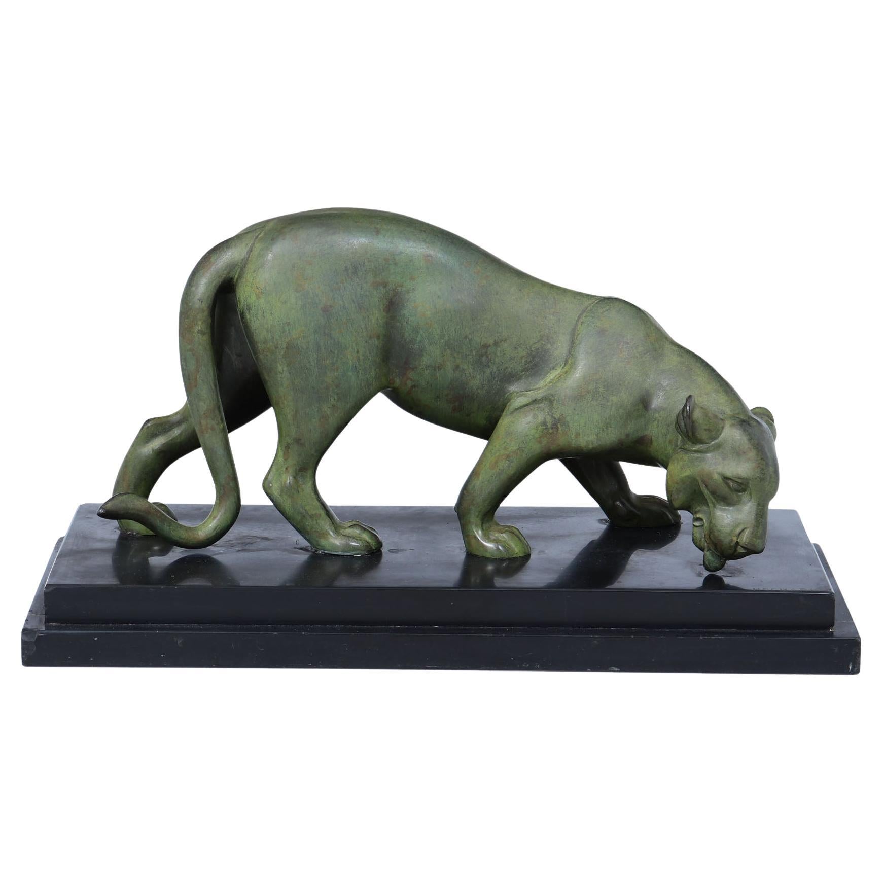 French Art Deco Bronze Panther by Irénée Rochard, c.1920s in vendita